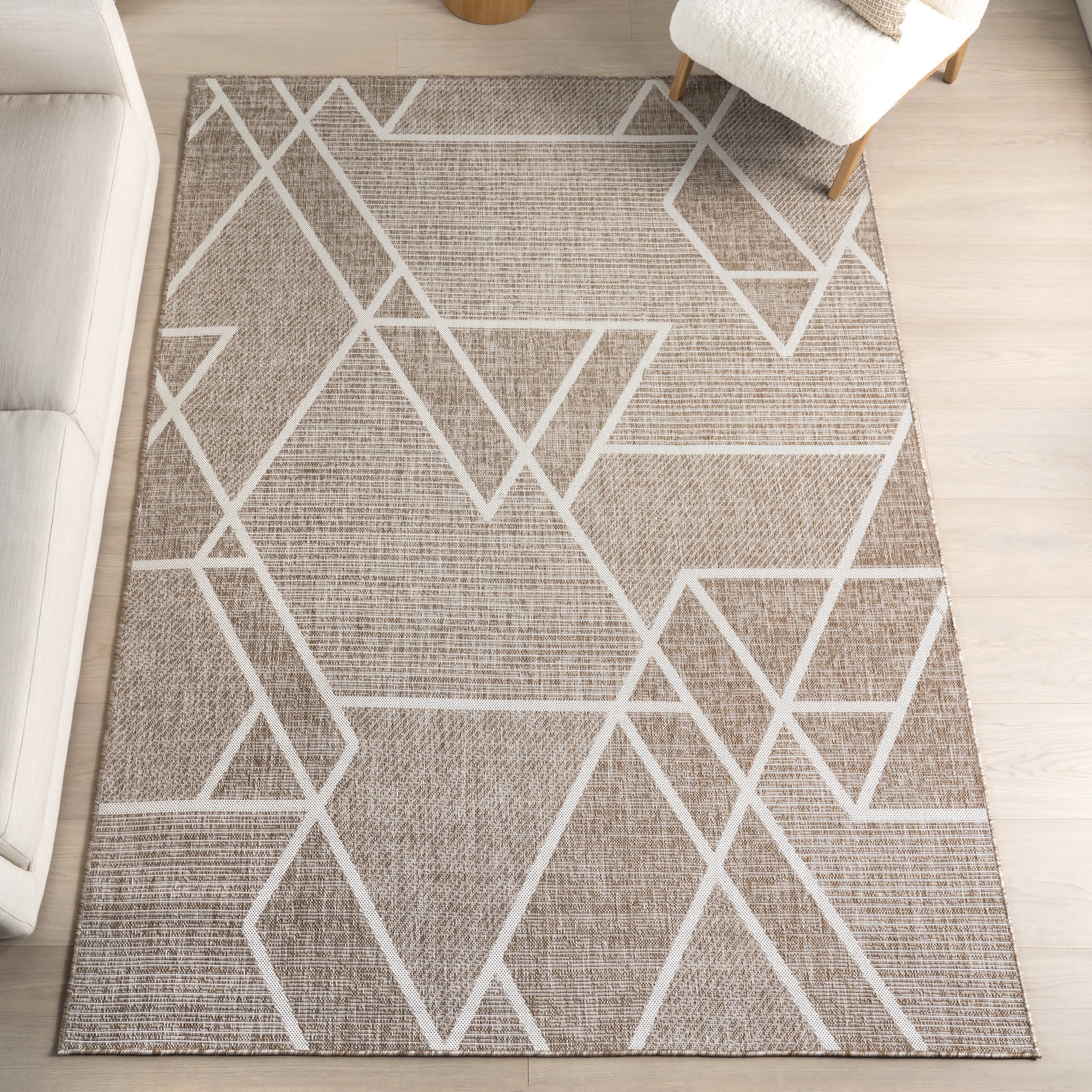 Sarai Geometric Shapes Indoor/Outdoor Rug | Beige - Image 9