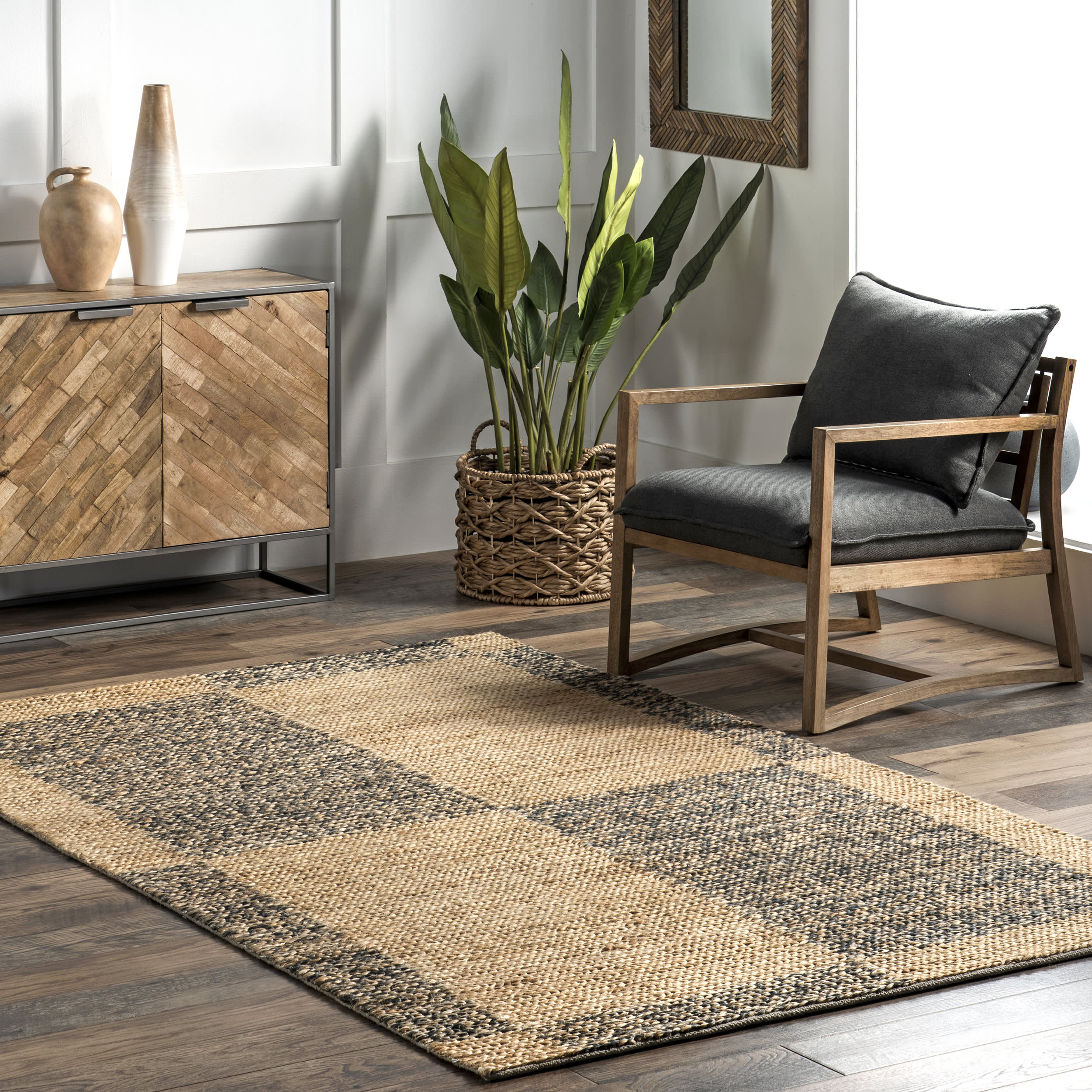 Sari Oversize Checkered Jute Rug | Natural - Image 2
