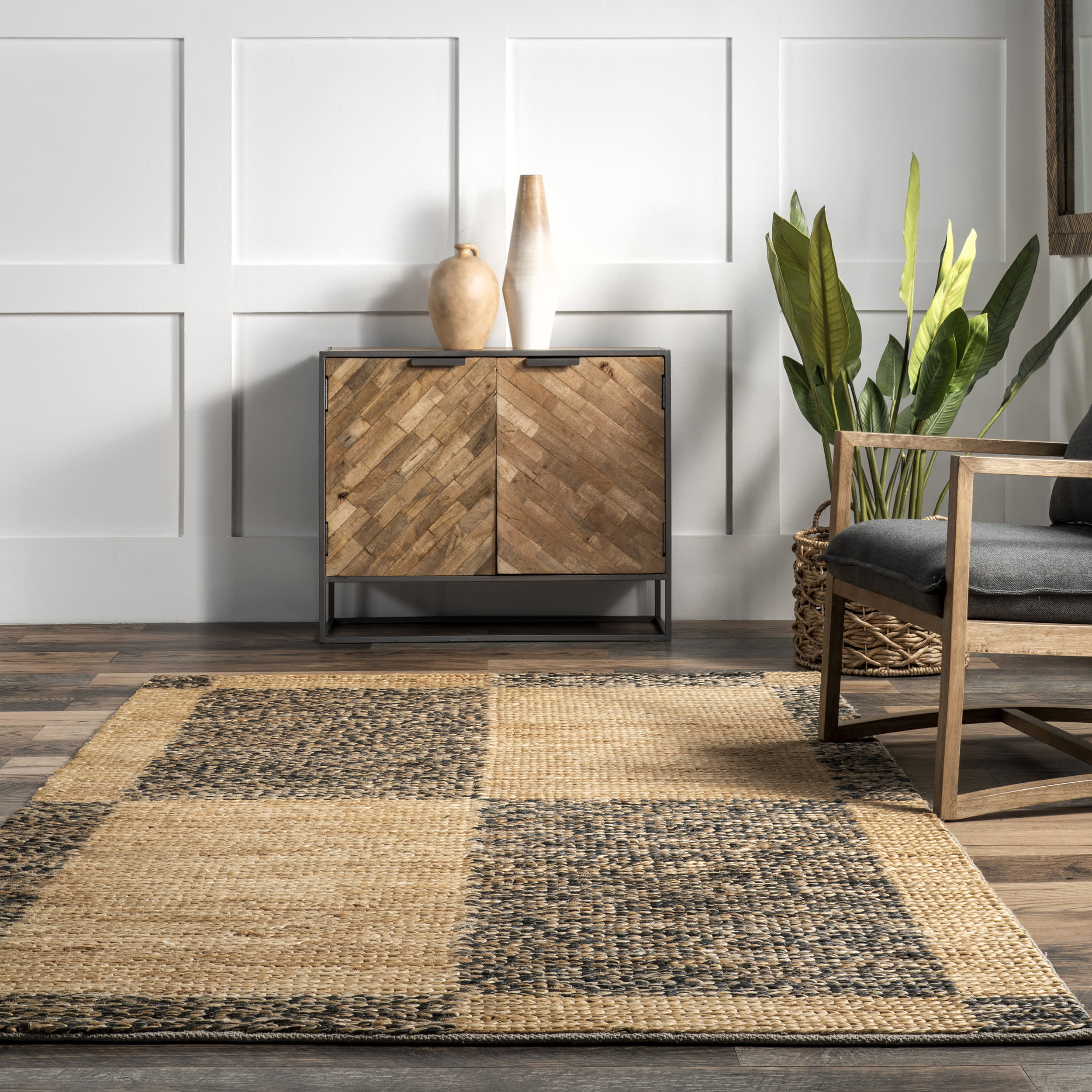 Sari Oversize Checkered Jute Rug | Natural - Image 4