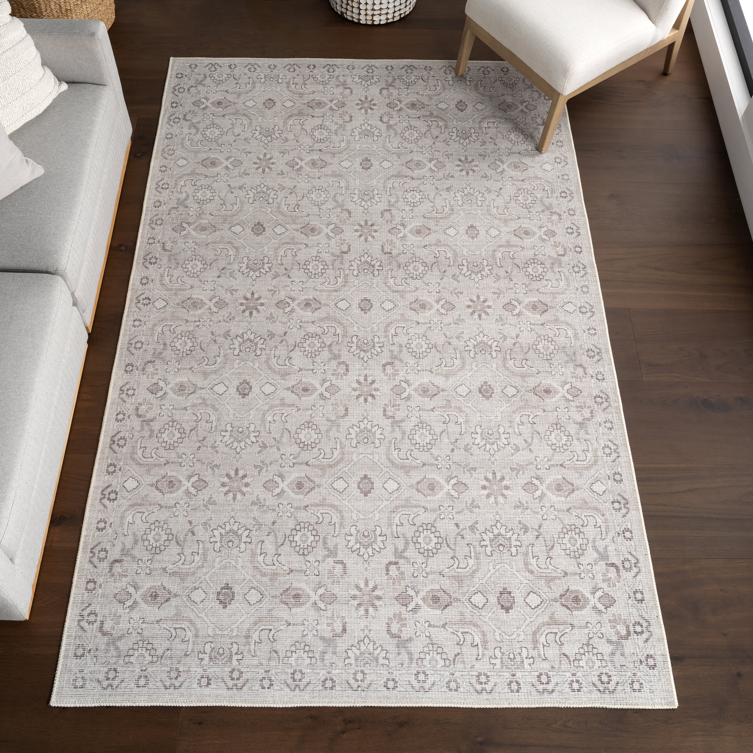 Sariyah Medallion Washable Rug | Taupe - Image 2