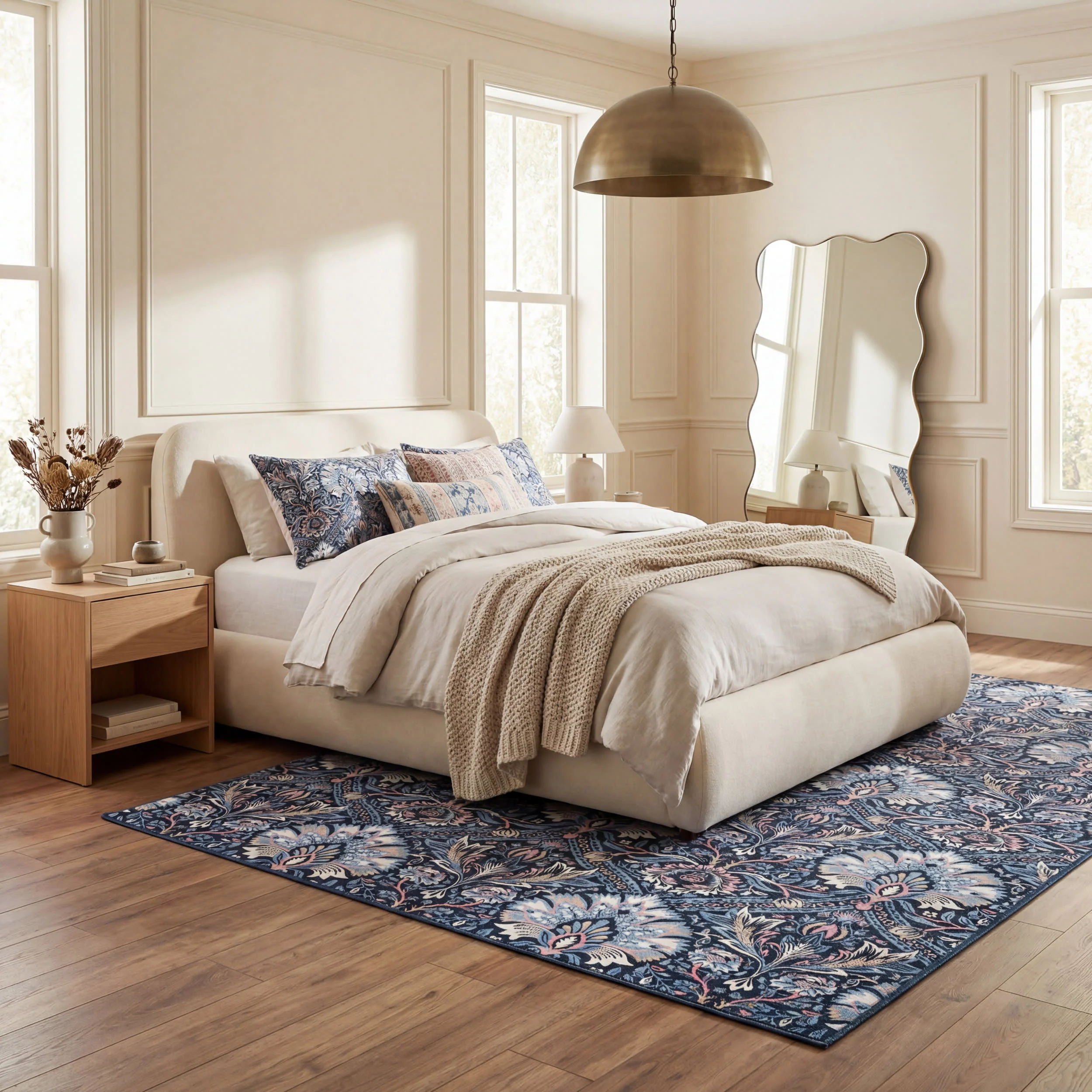 Sati Floral and Paisley Washable Rug | Dark Blue - Image 10