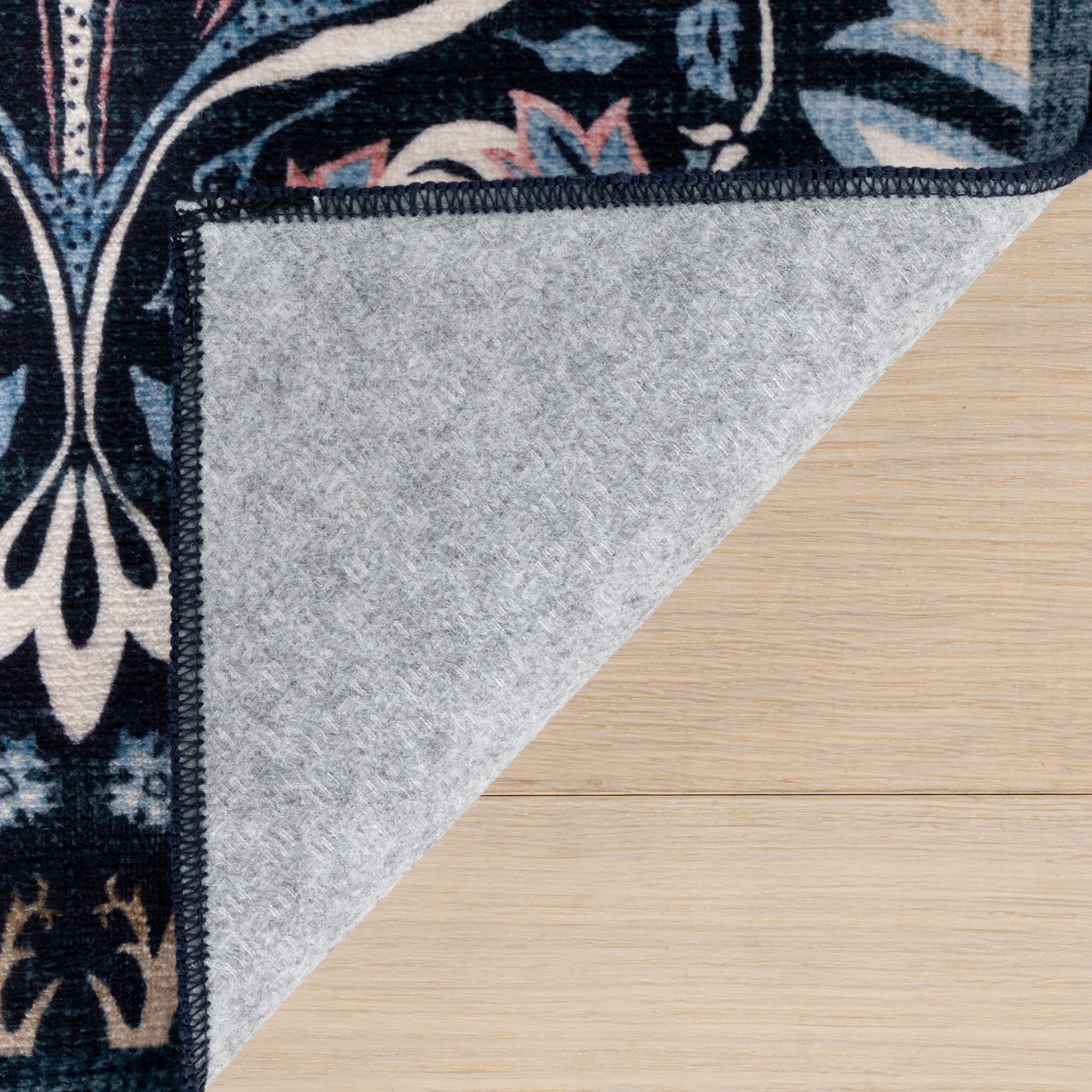 Sati Floral and Paisley Washable Rug | Dark Blue - Image 8