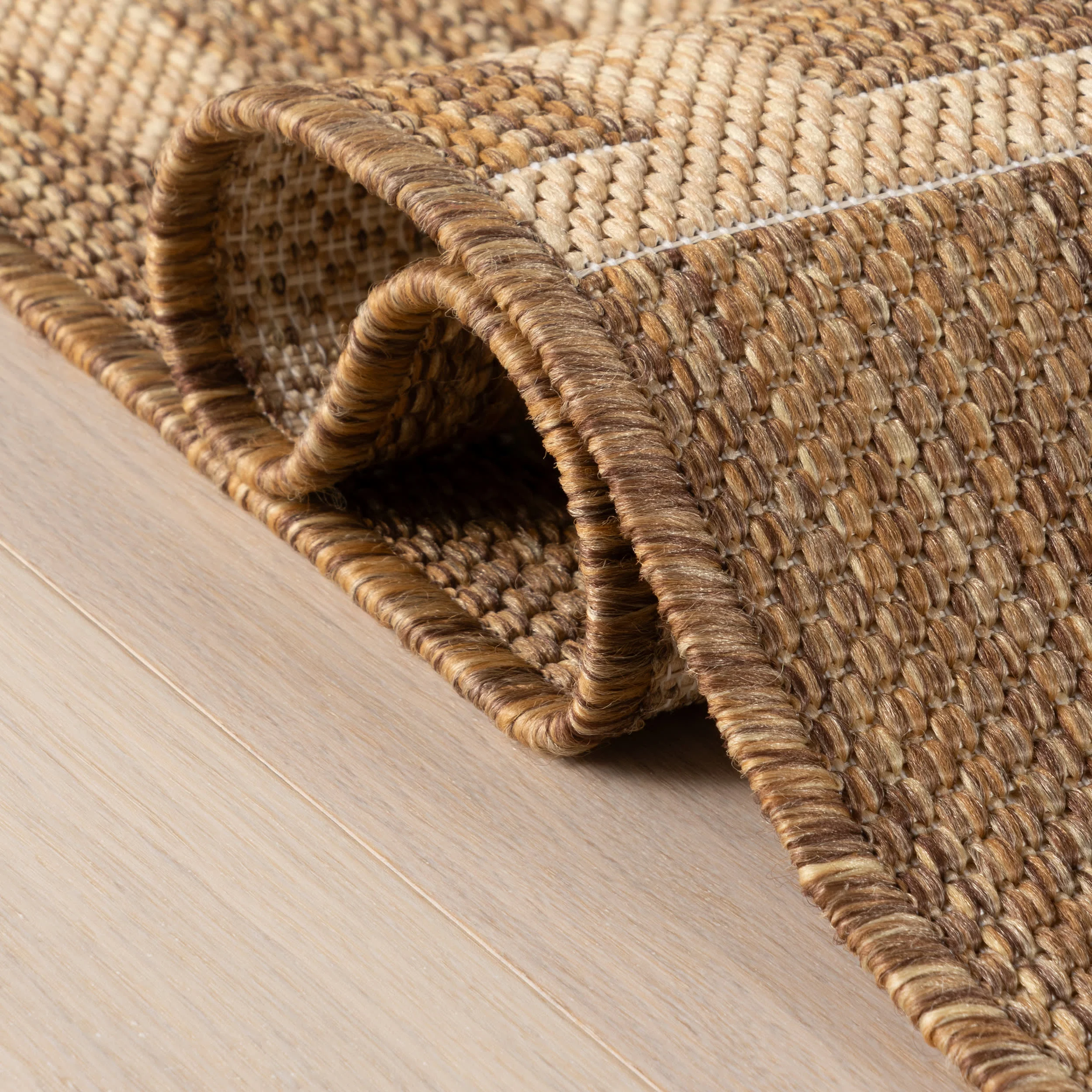 Saveta Modern Geometric Indoor/Outdoor Rug | Brown - Image 6