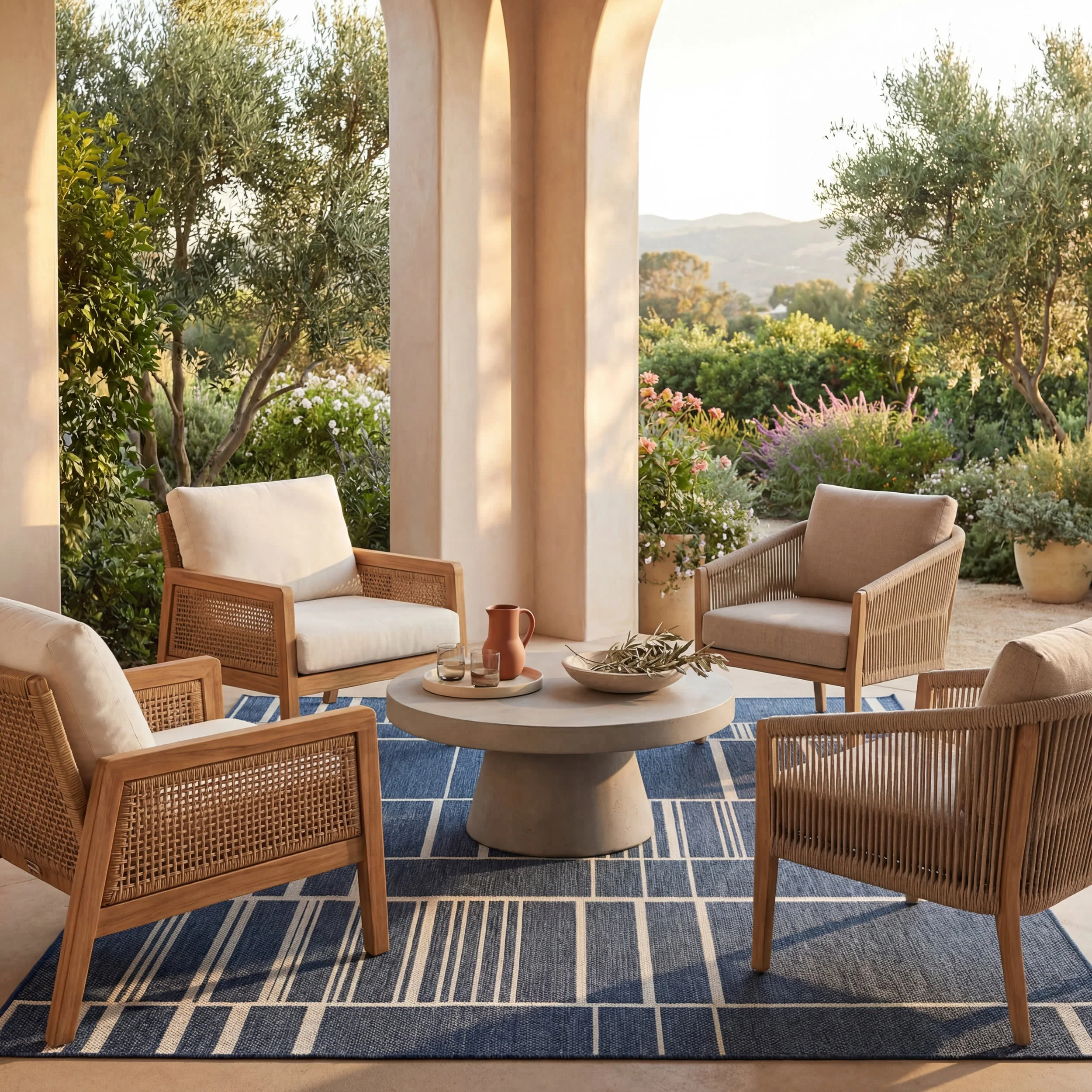 Saveta Modern Geometric Indoor/Outdoor Rug | Navy - Image 2