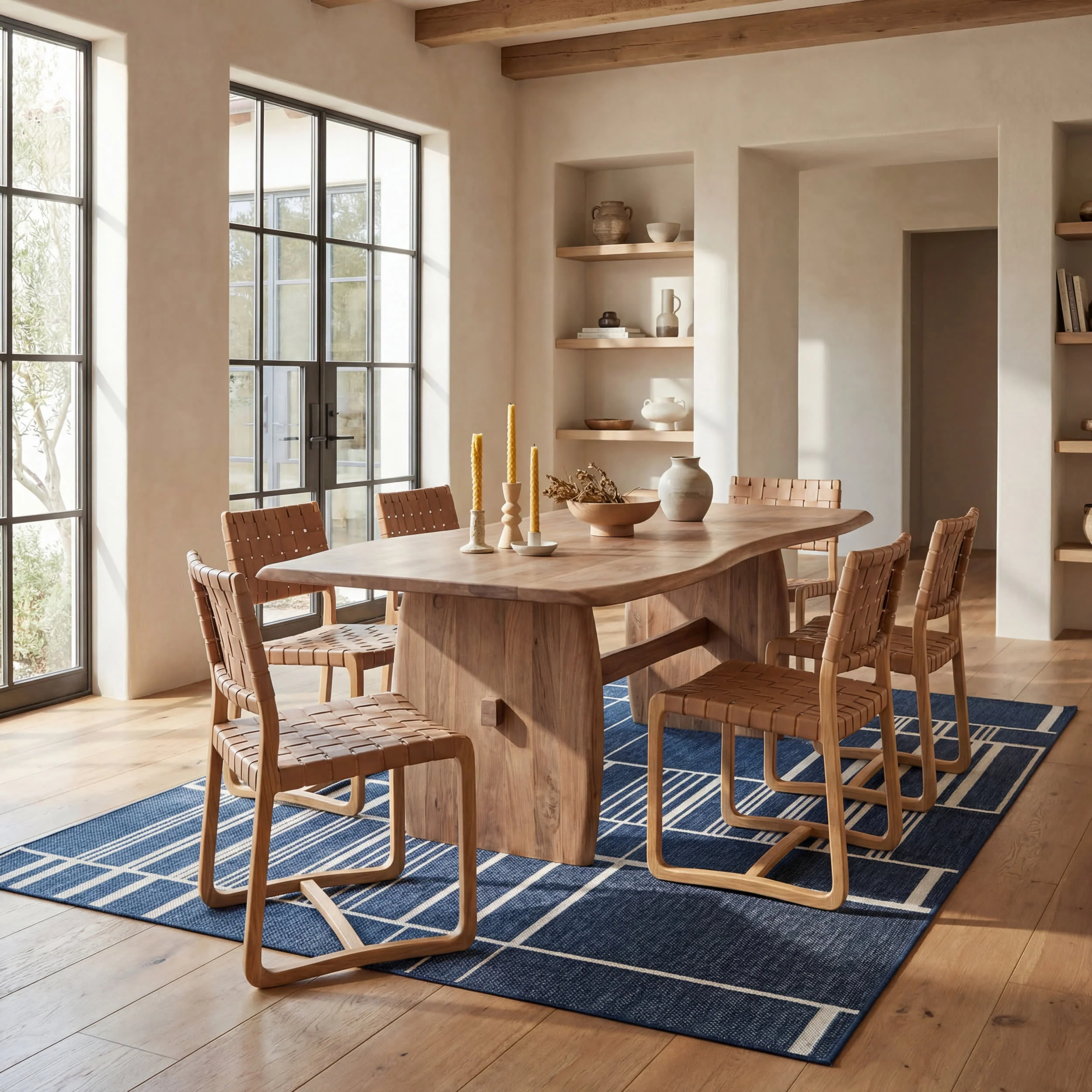 Saveta Modern Geometric Indoor/Outdoor Rug | Navy - Image 6