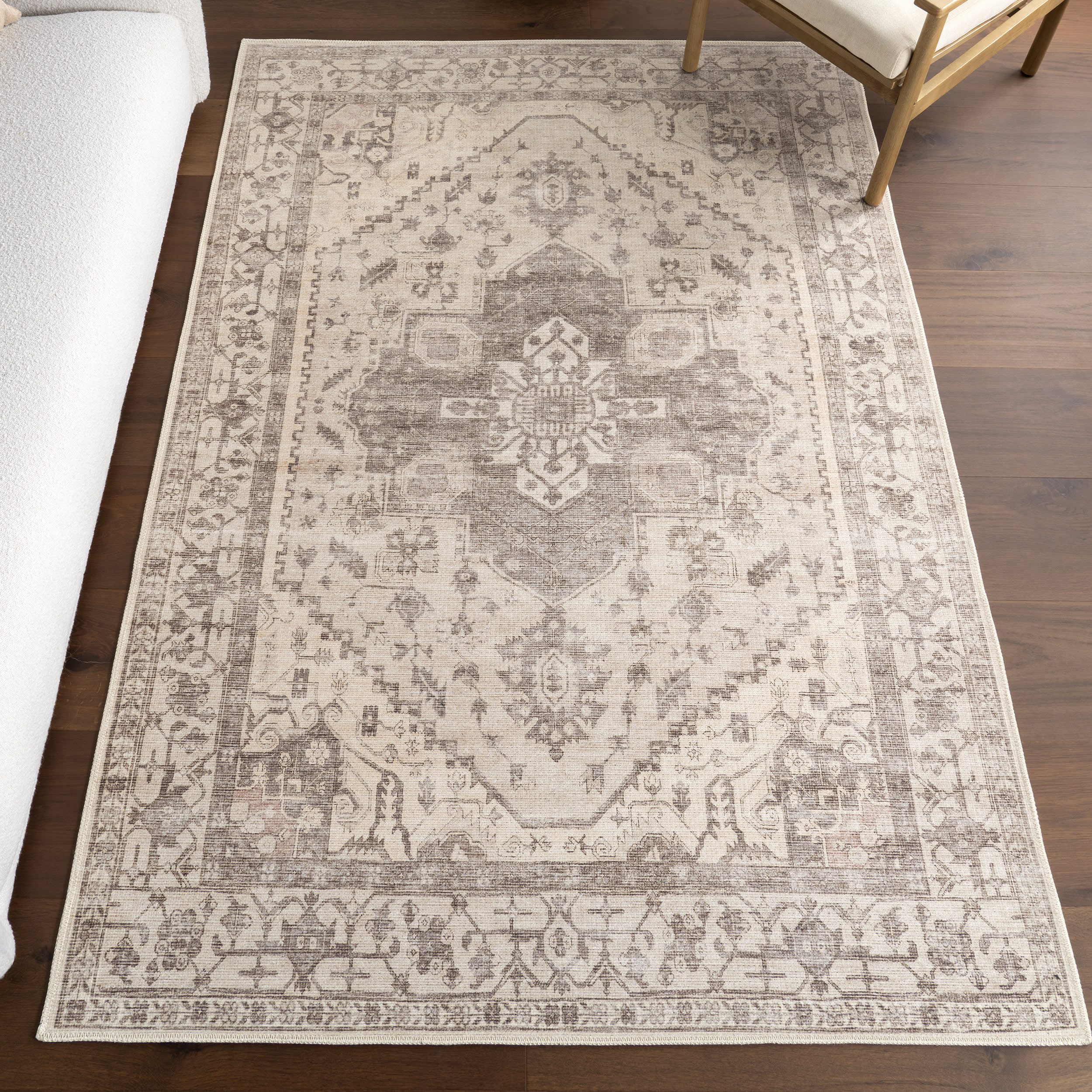 Scarlette Medallion Washable Rug | Taupe - Image 2
