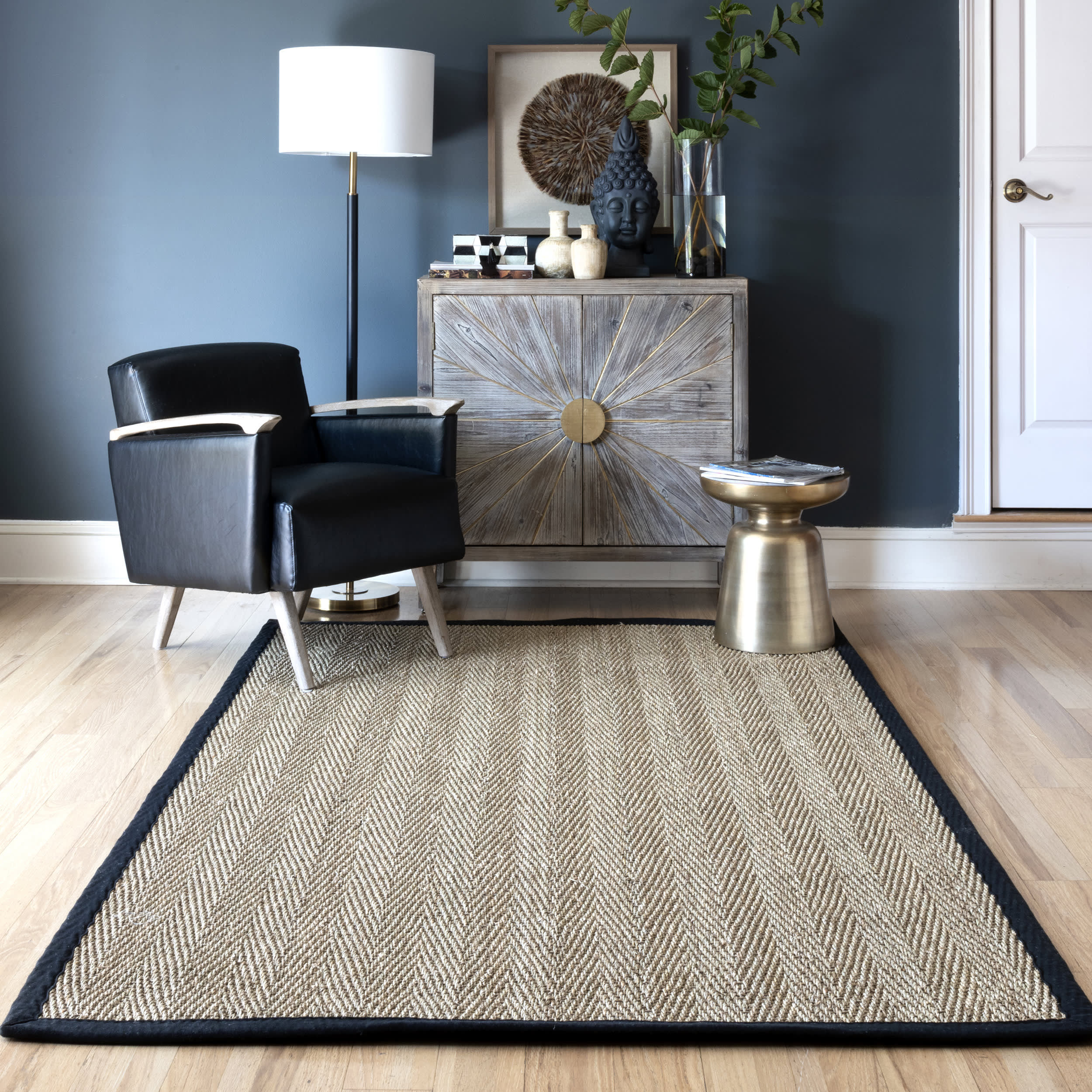 Seagrass Herringbone Rug | Black - Image 2