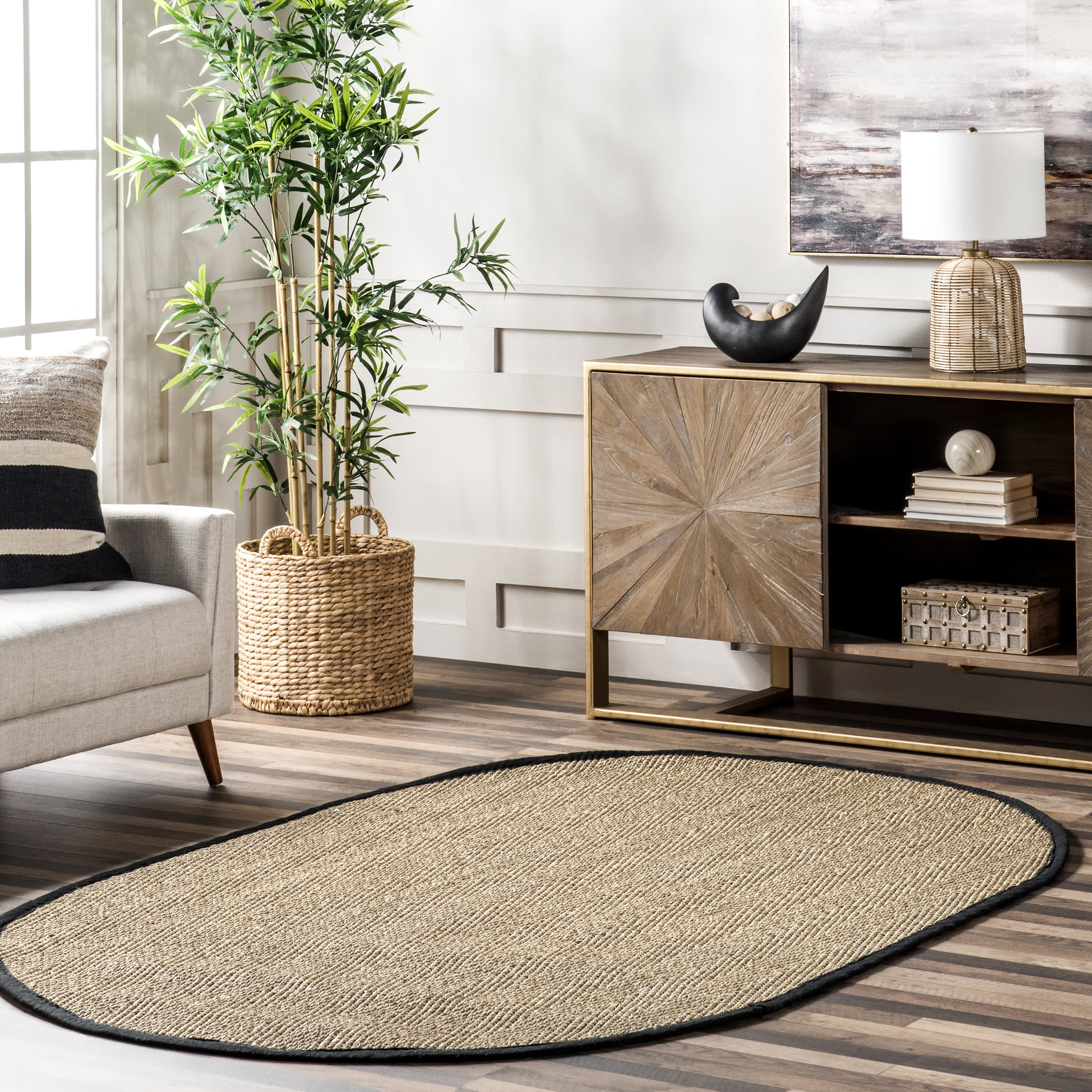 Seagrass Herringbone Rug | Black - Image 2