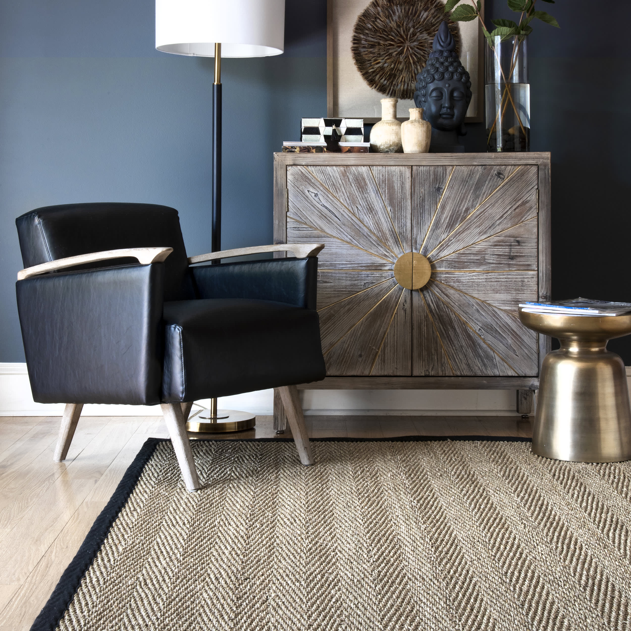 Seagrass Herringbone Rug | Black - Image 4