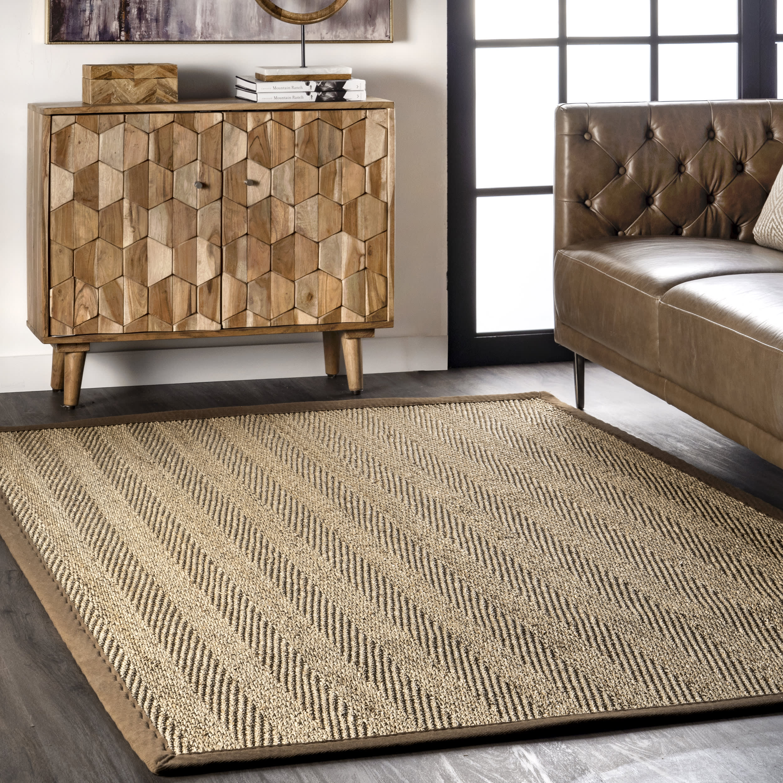 Seagrass Herringbone Rug | Brown - Image 2