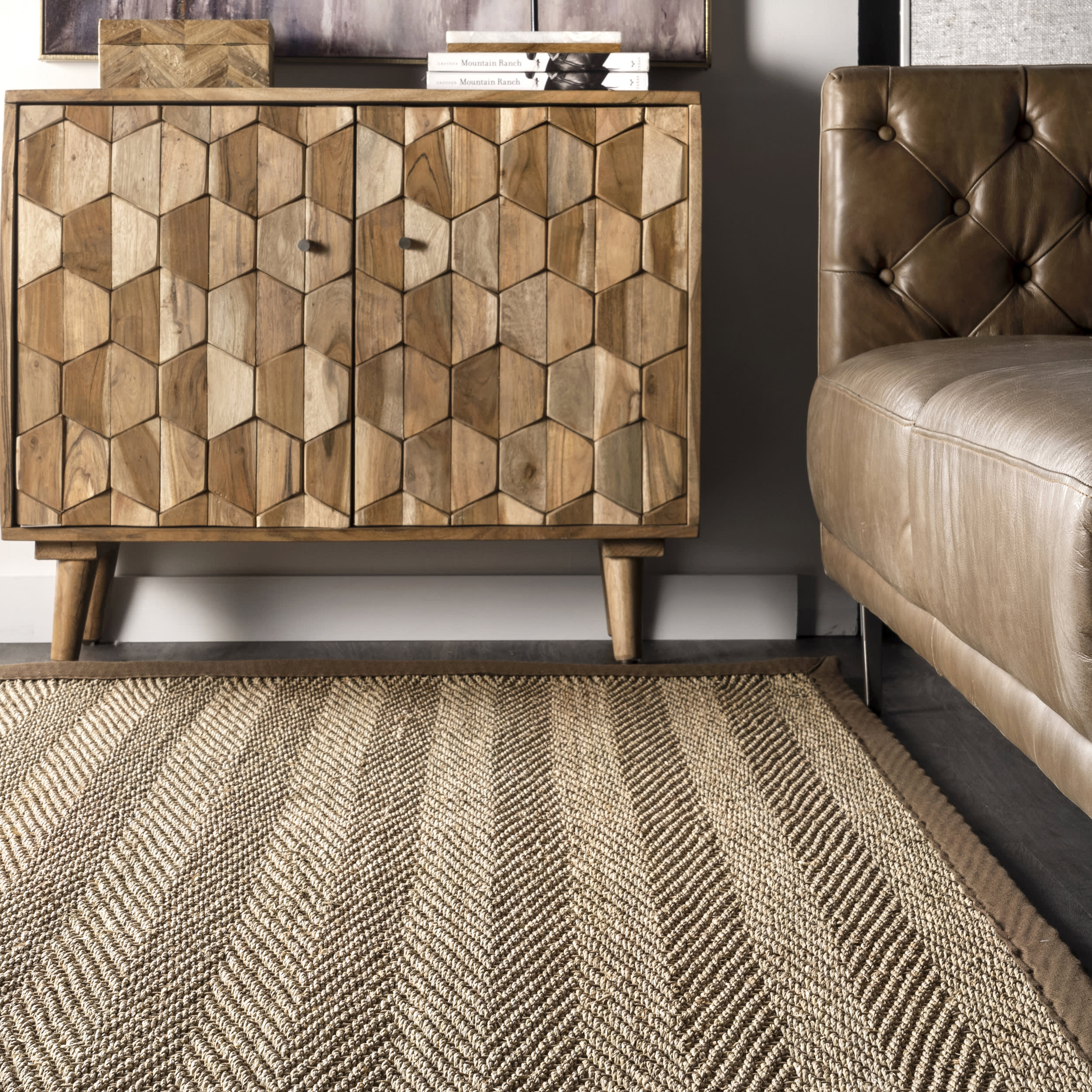 Seagrass Herringbone Rug | Brown - Image 4