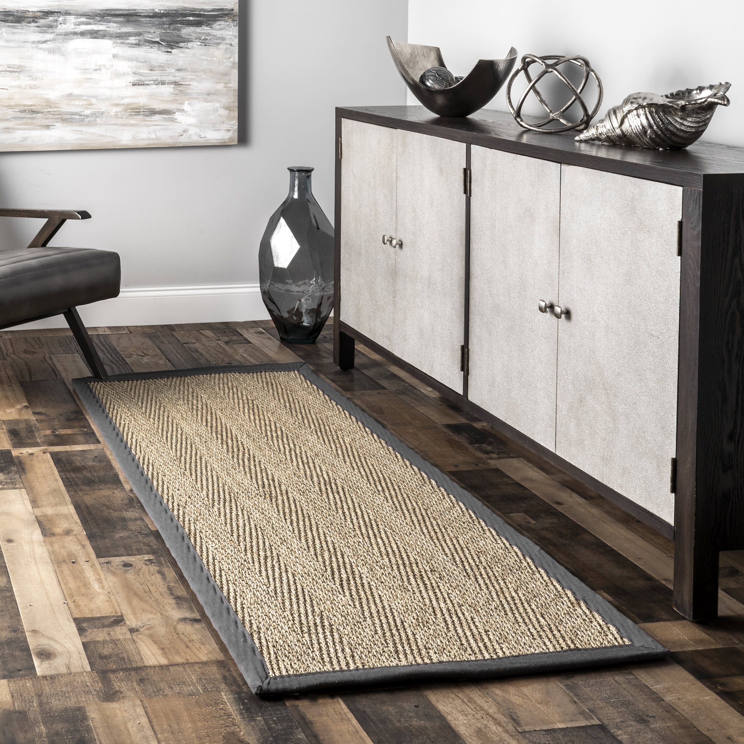 Seagrass Herringbone Rug | Dark Grey - Image 2