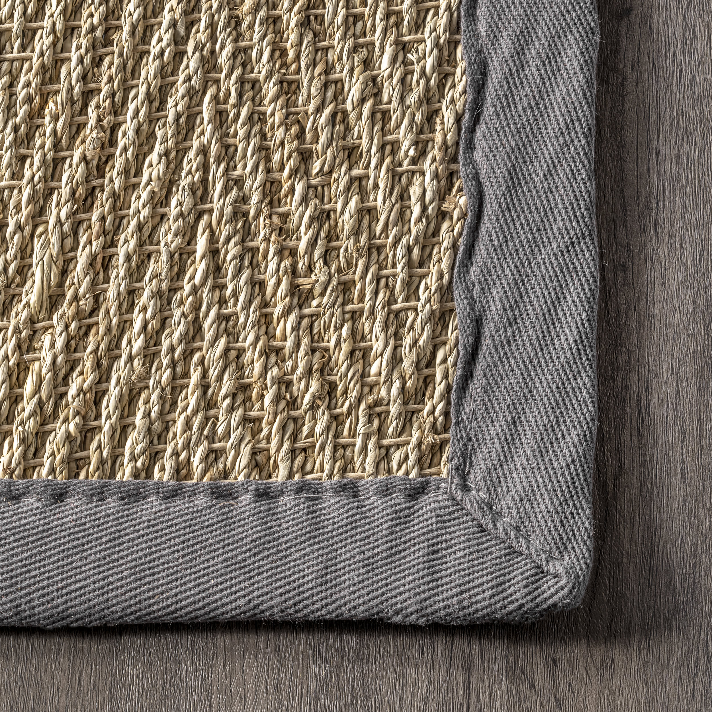 Seagrass Herringbone Rug | Dark Grey - Image 3