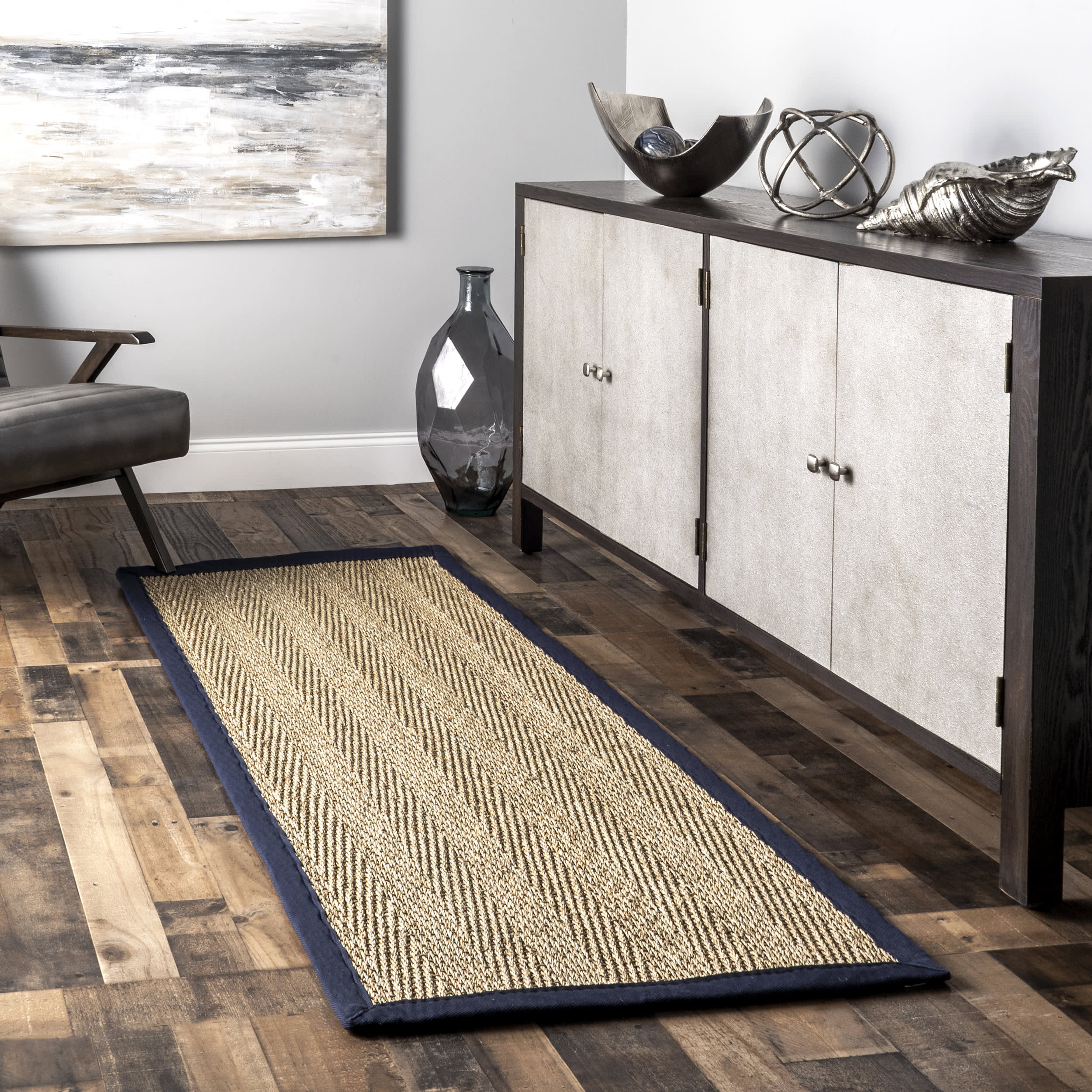 Seagrass Herringbone Rug | Navy - Image 2