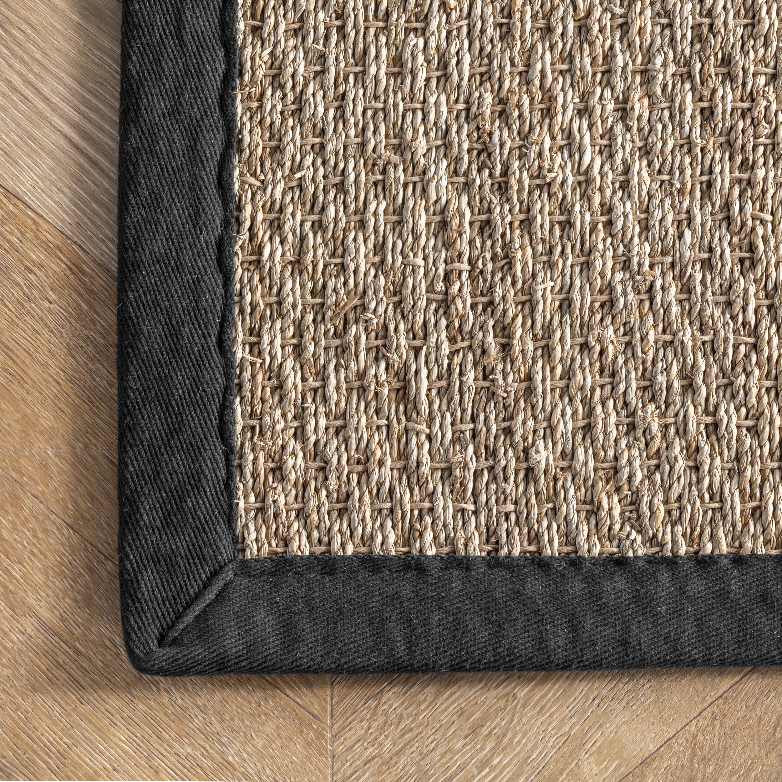 Seagrass with Border Rug | Black - Image 3