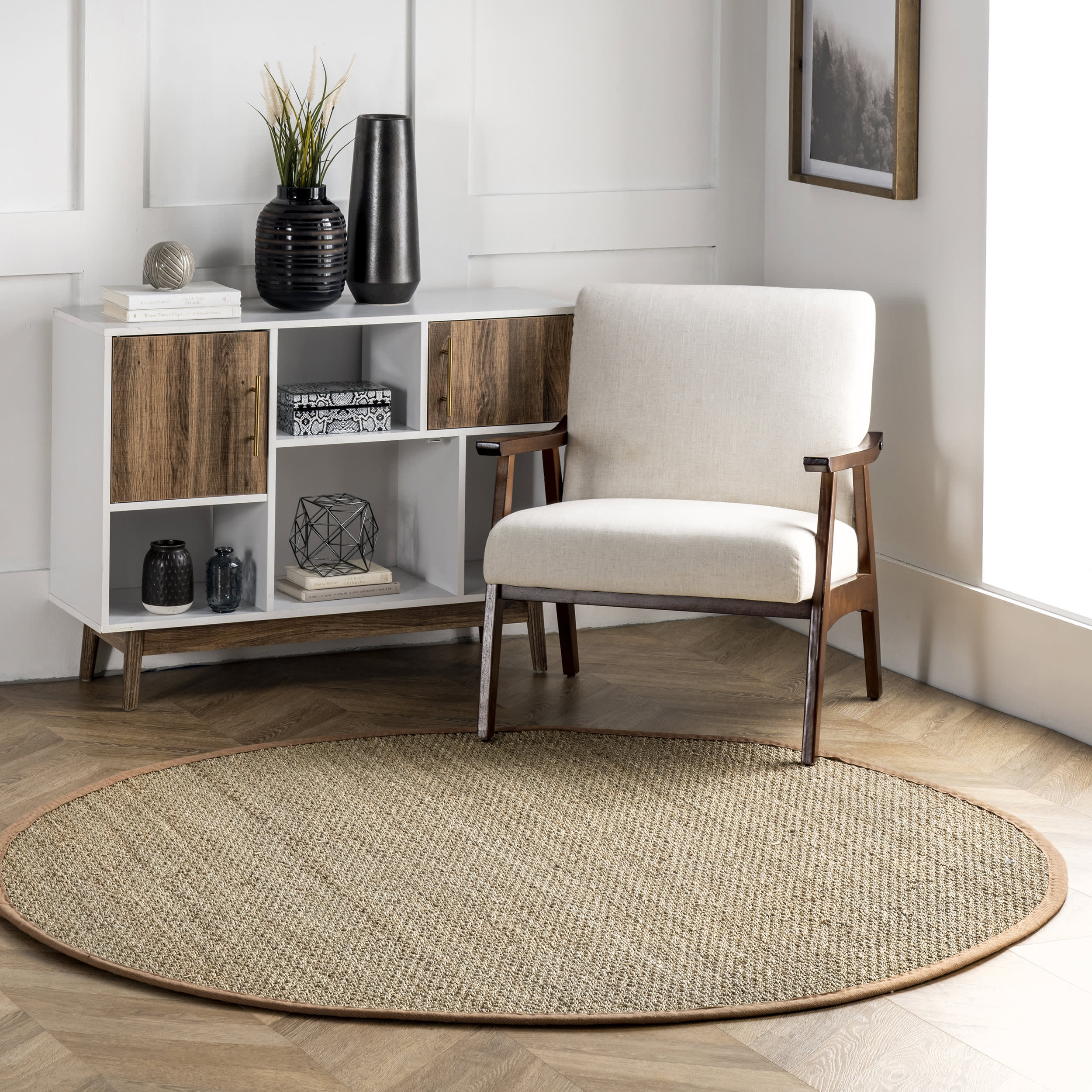 Seagrass with Border Rug | Brown - Image 2