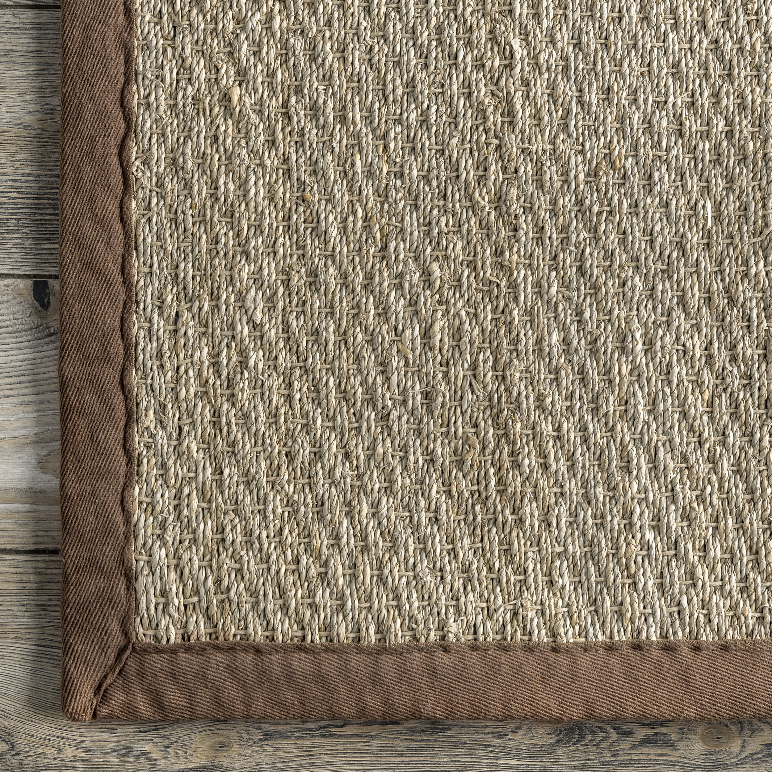Seagrass with Border Rug | Brown - Image 3