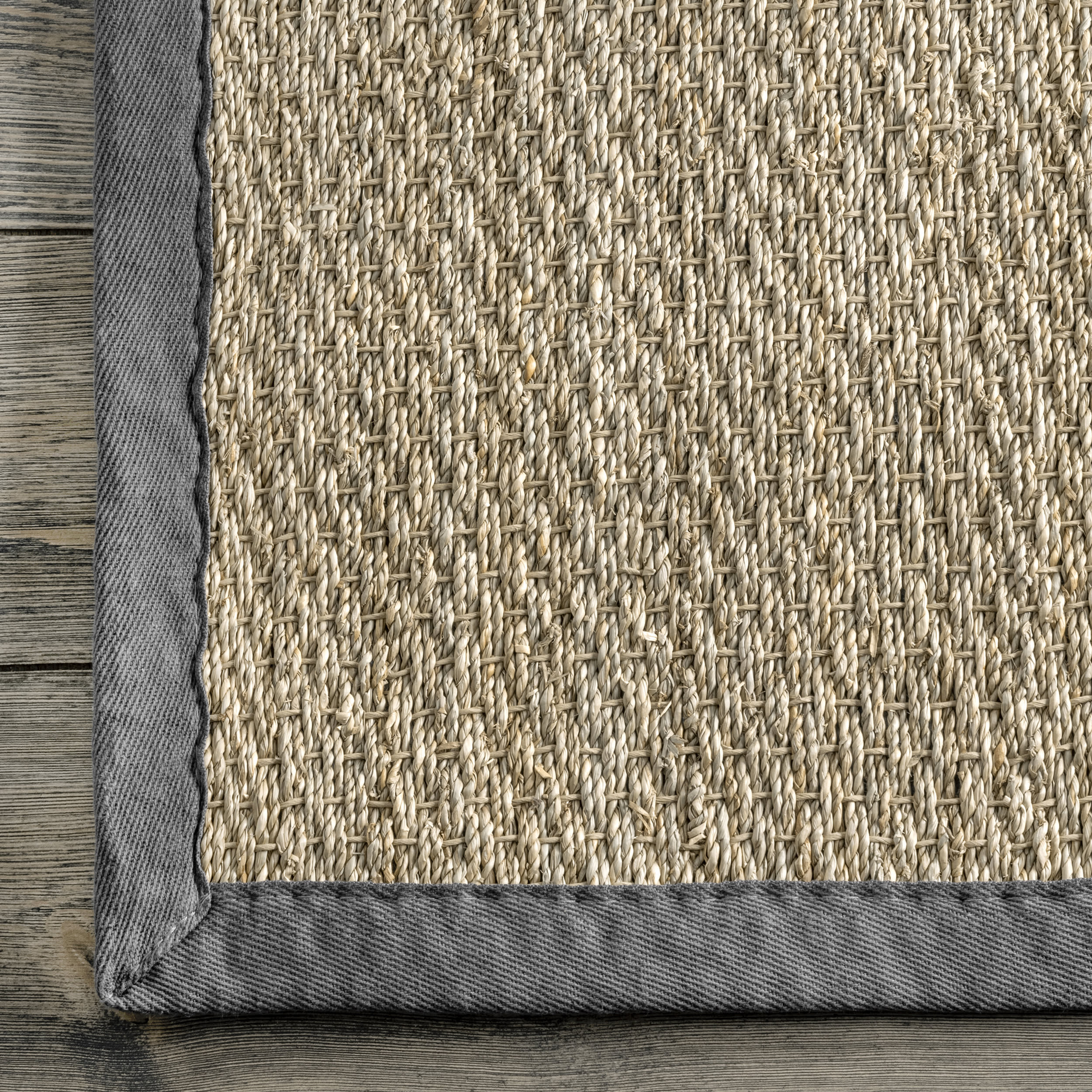 Seagrass with Border Rug | Dark Grey - Image 3