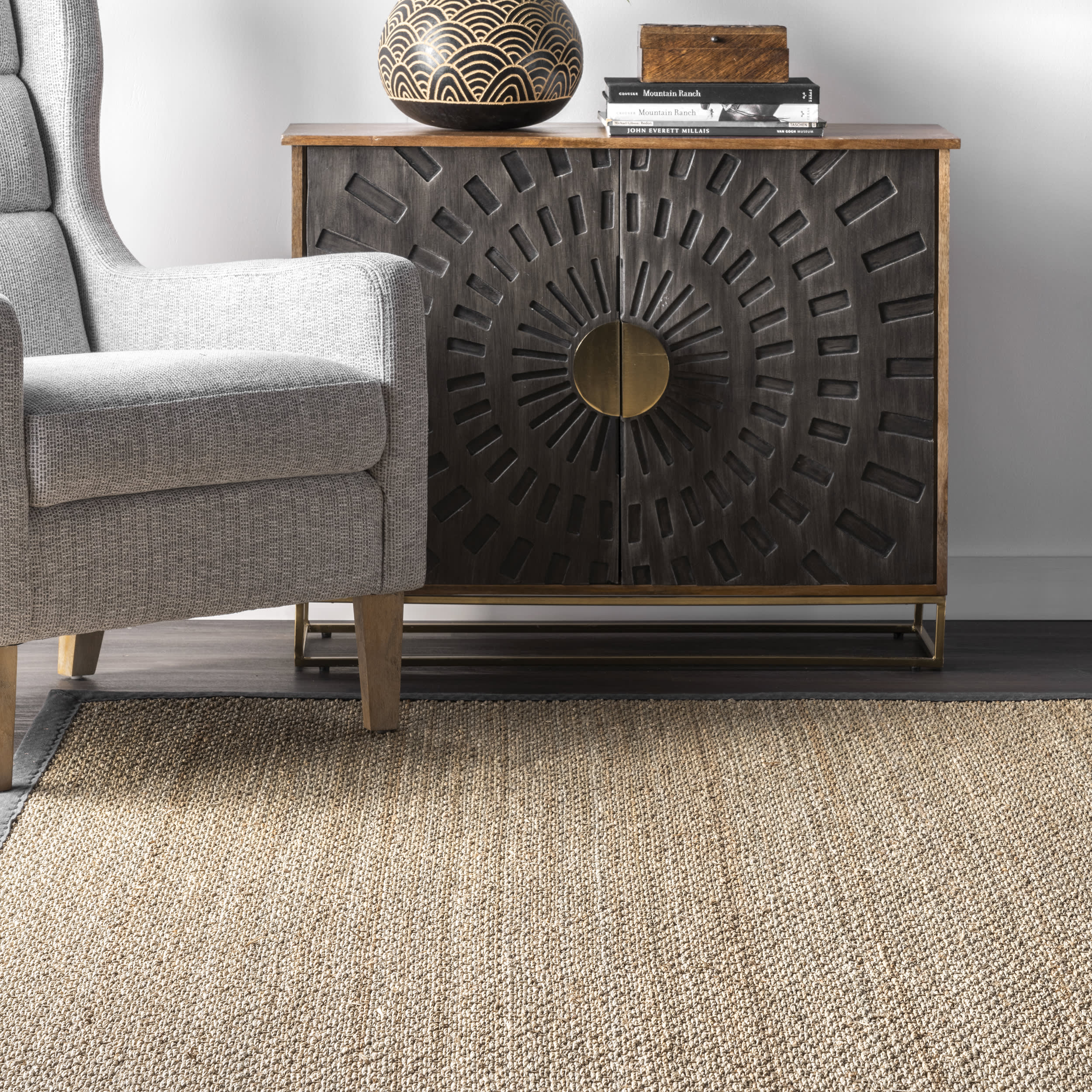 Seagrass with Border Rug | Dark Grey - Image 4