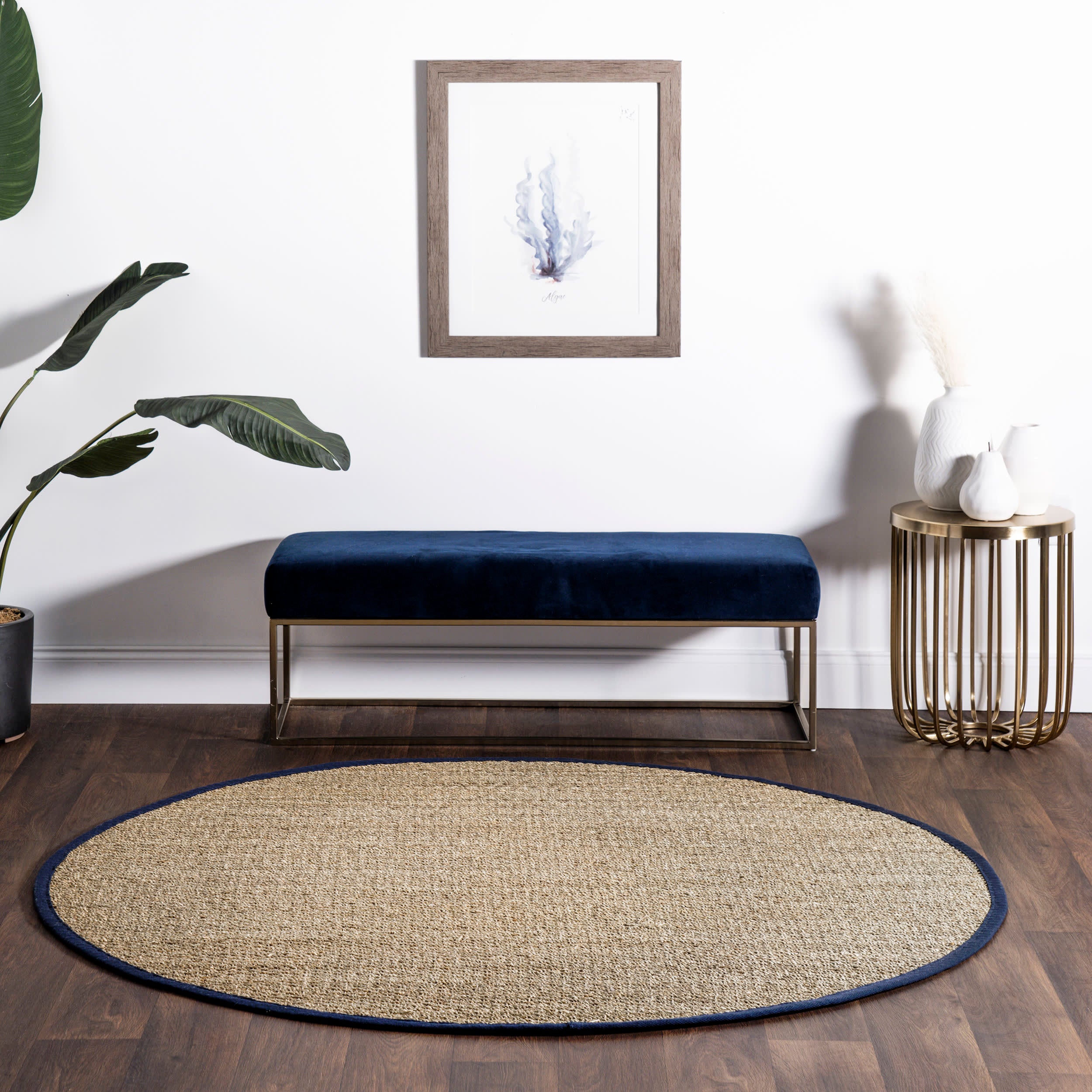 Seagrass with Border Rug | Navy - Image 2