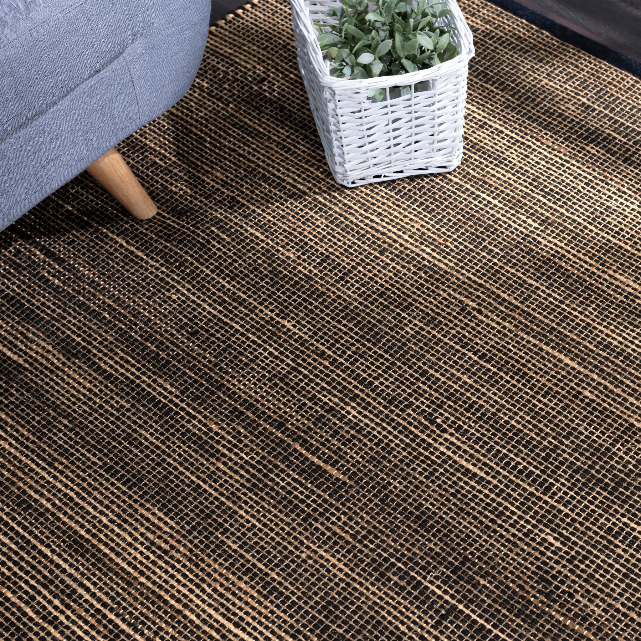 Seed Handwoven Jute Rug | Black/Natural - Image 3