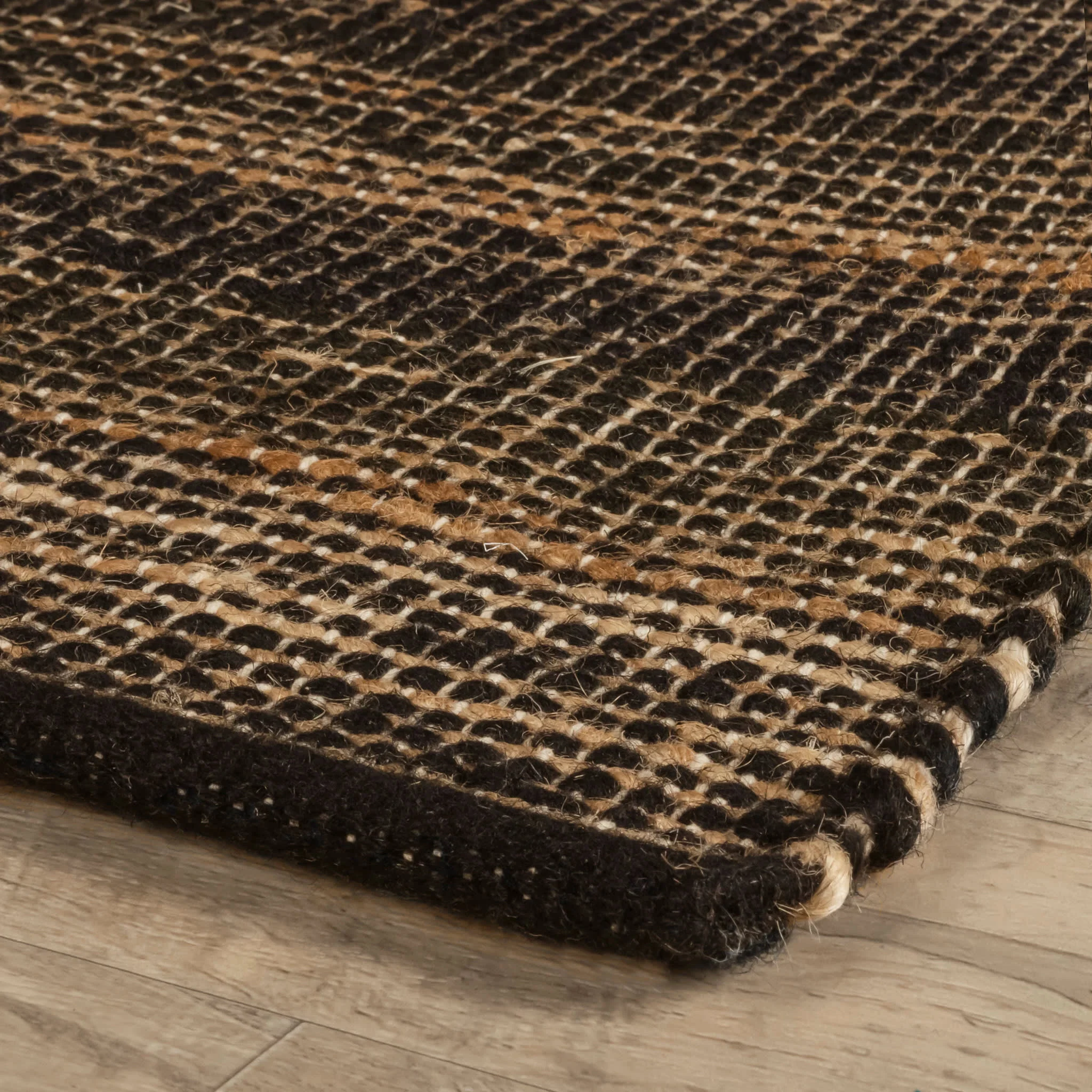 Seed Handwoven Jute Rug | Black/Natural - Image 5