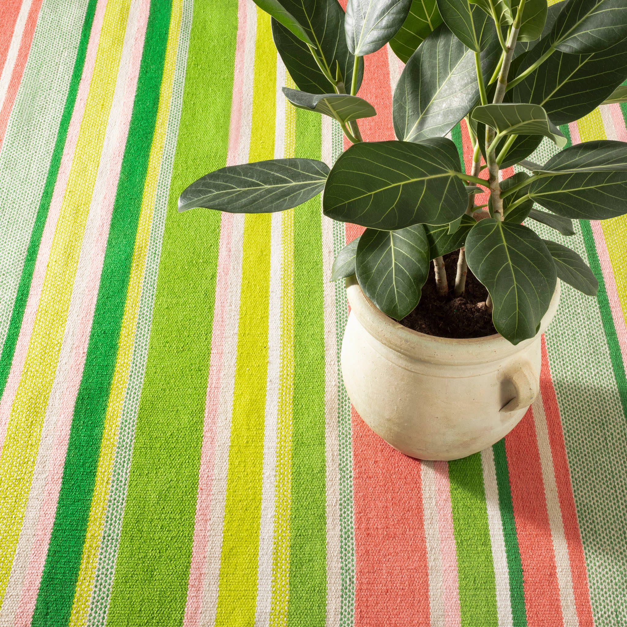 Seed Stitch Stripe Handwoven Indoor/Outdoor Rug | Watermelon - Image 3