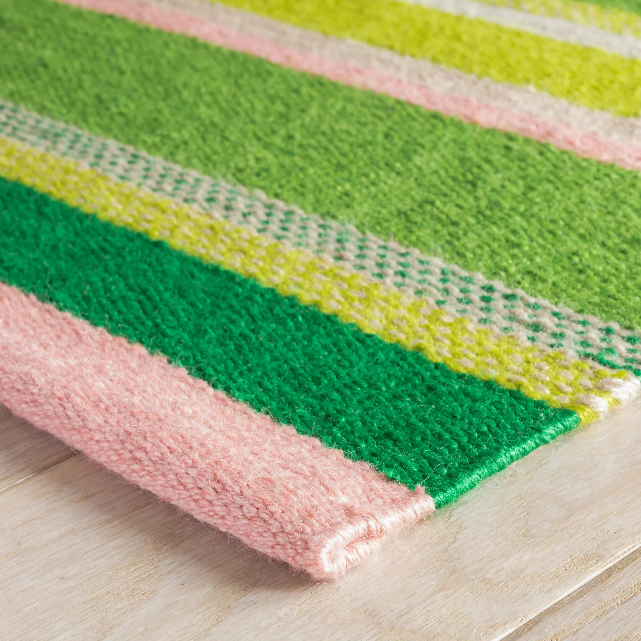 Seed Stitch Stripe Handwoven Indoor/Outdoor Rug | Watermelon - Image 4