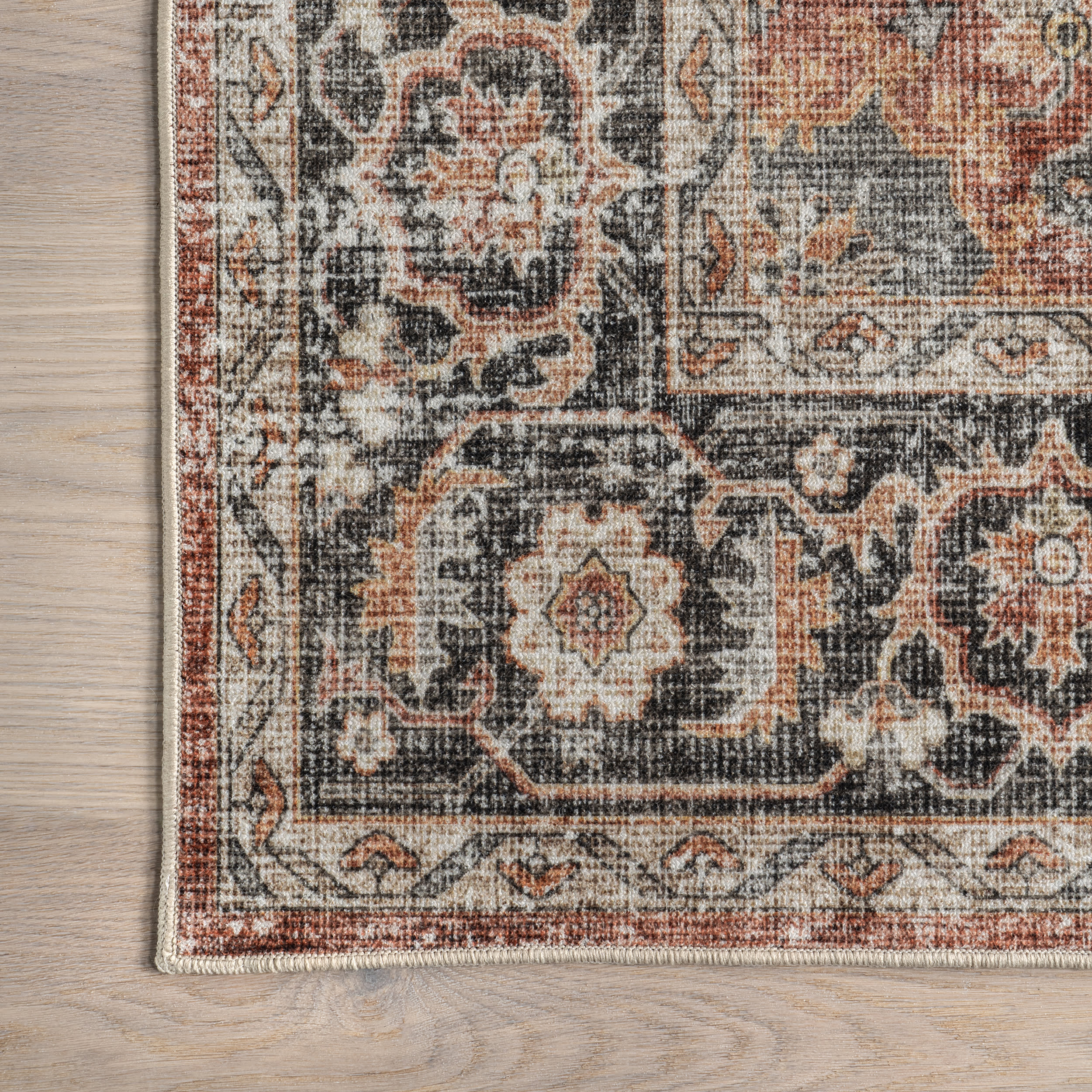 Seine Medallion Spill Proof Washable Rug | Rust - Image 3
