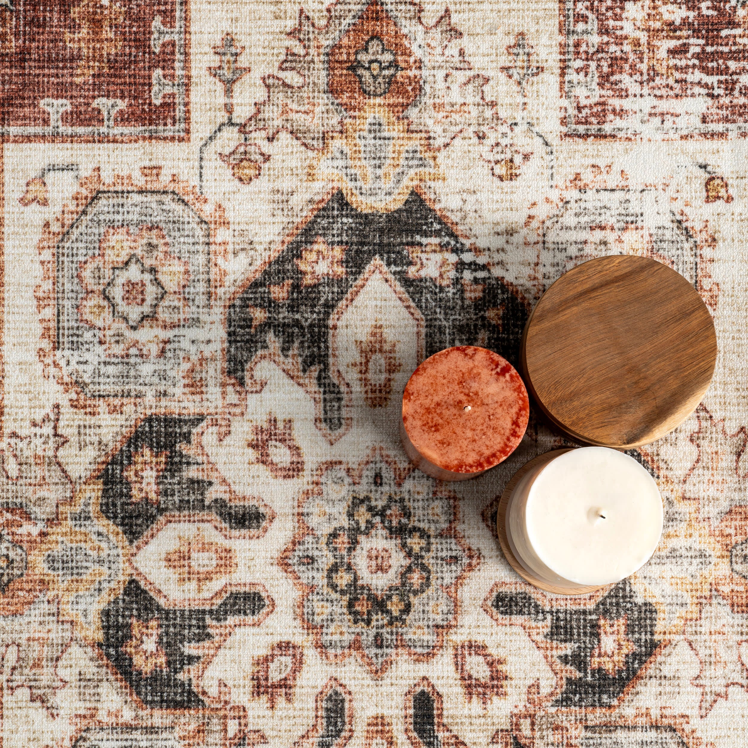 Seine Medallion Spill Proof Washable Rug | Rust - Image 7