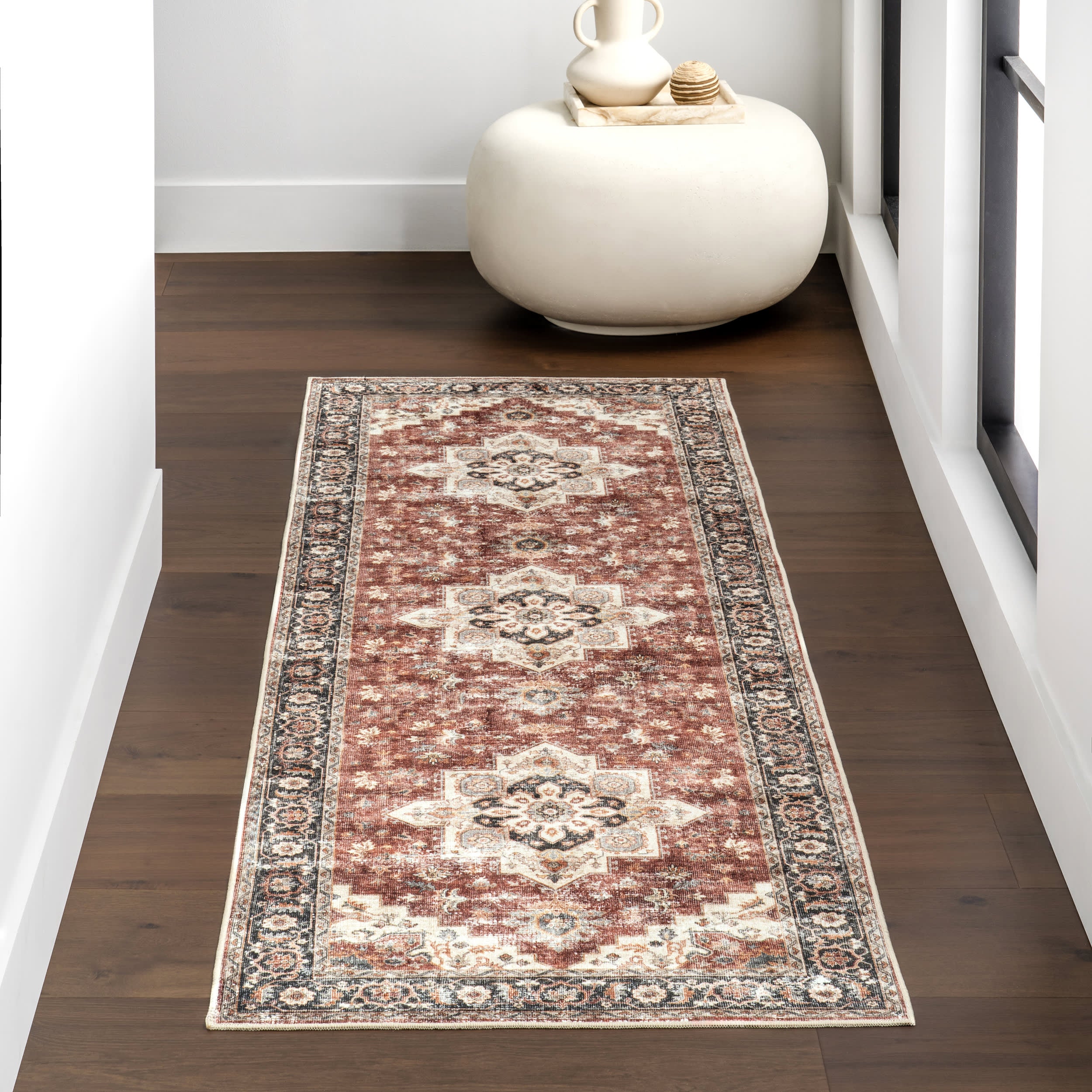 Seine Medallion Spill Proof Washable Rug | Rust - Image 2