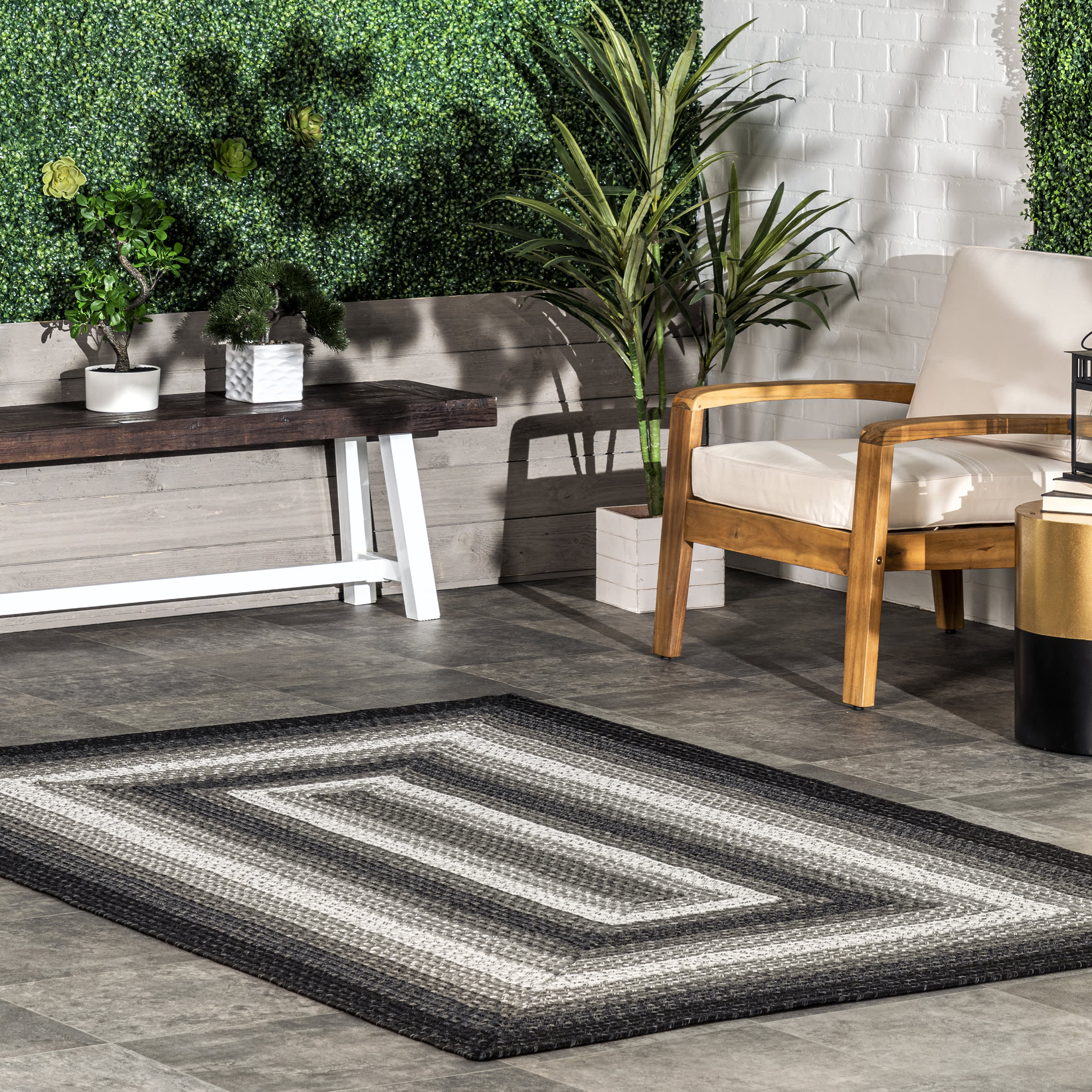 Selena Braided Indoor/Outdoor Rug | Charcoal - Image 2
