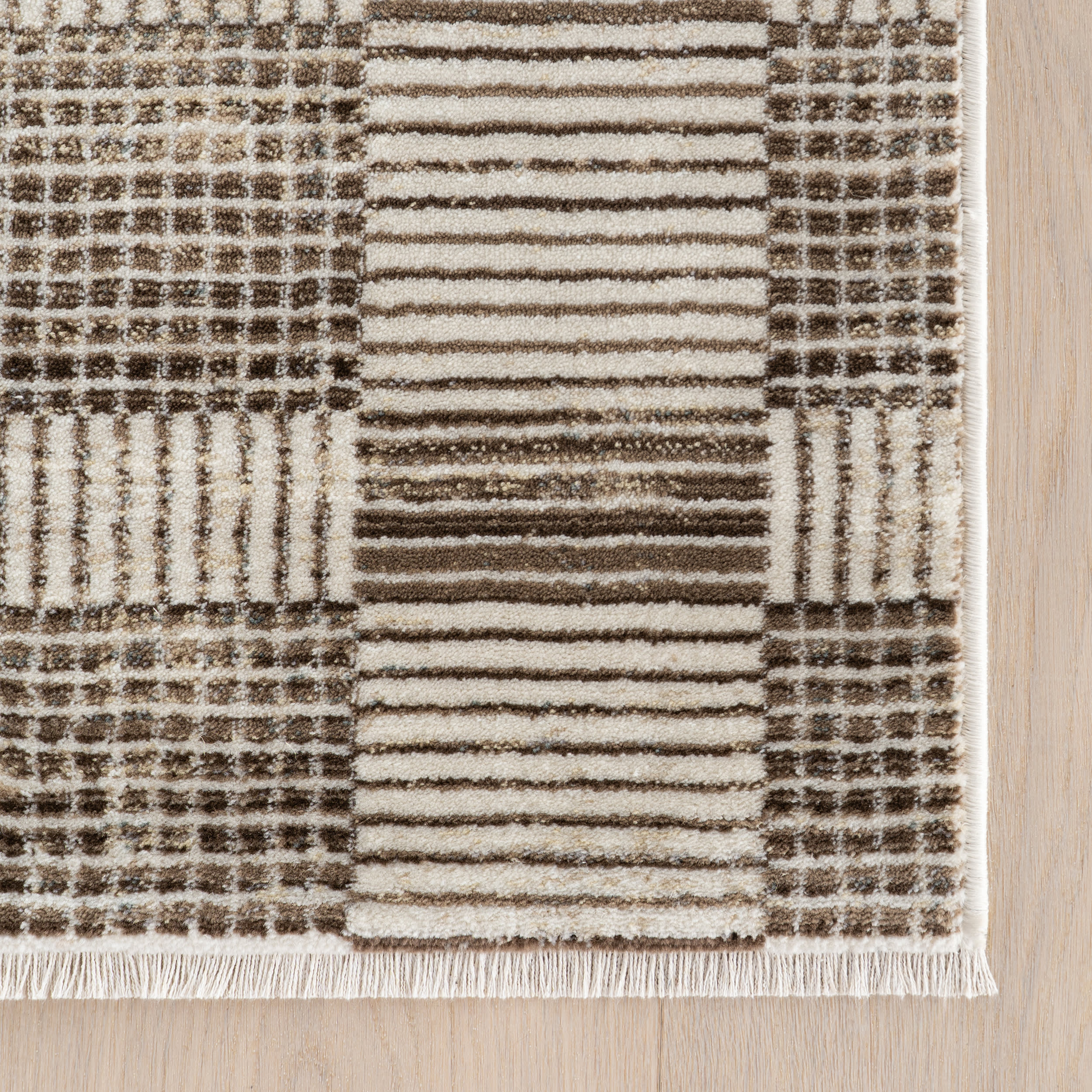 Selka Modern Checkered Rug | Light Brown - Image 4
