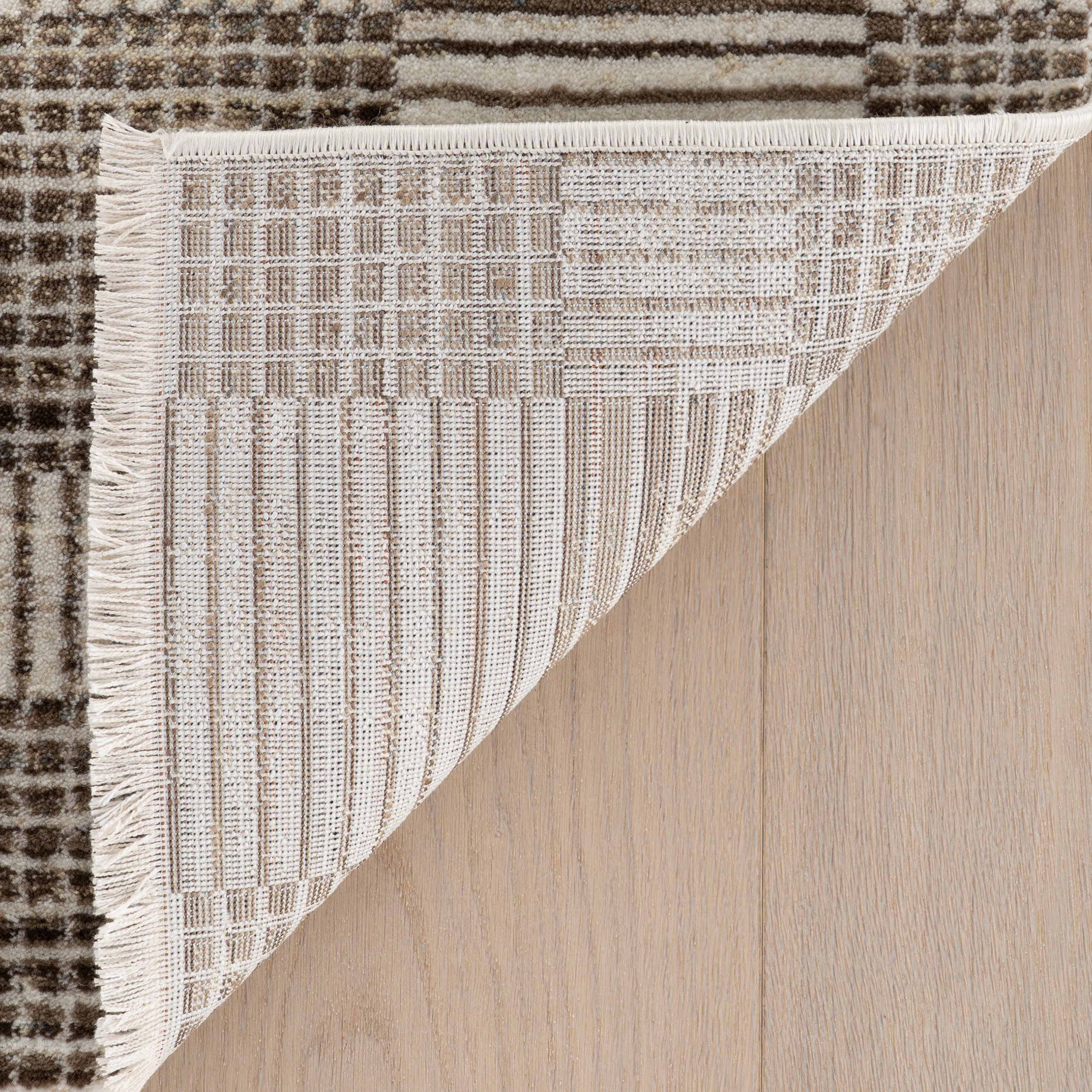 Selka Modern Checkered Rug | Light Brown - Image 6