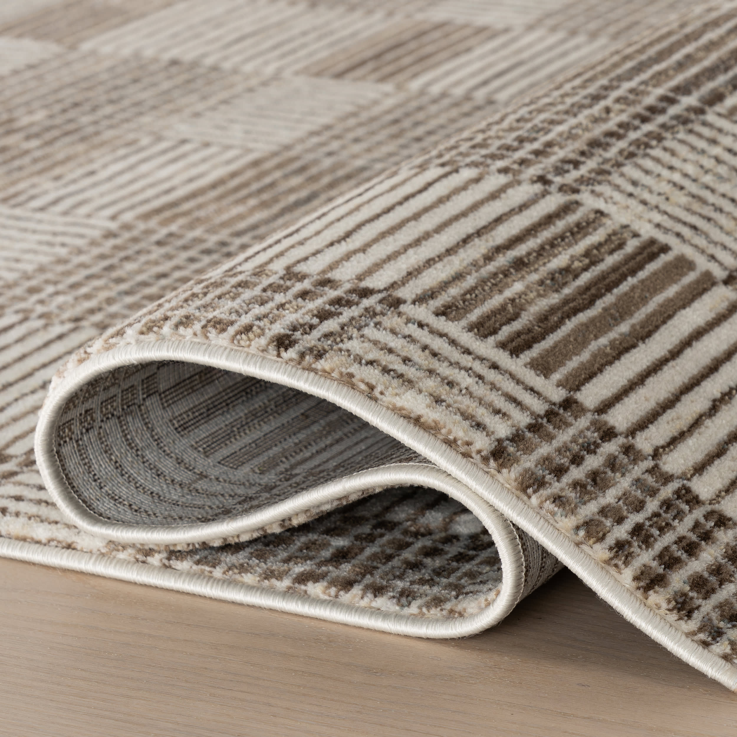 Selka Modern Checkered Rug | Light Brown - Image 7