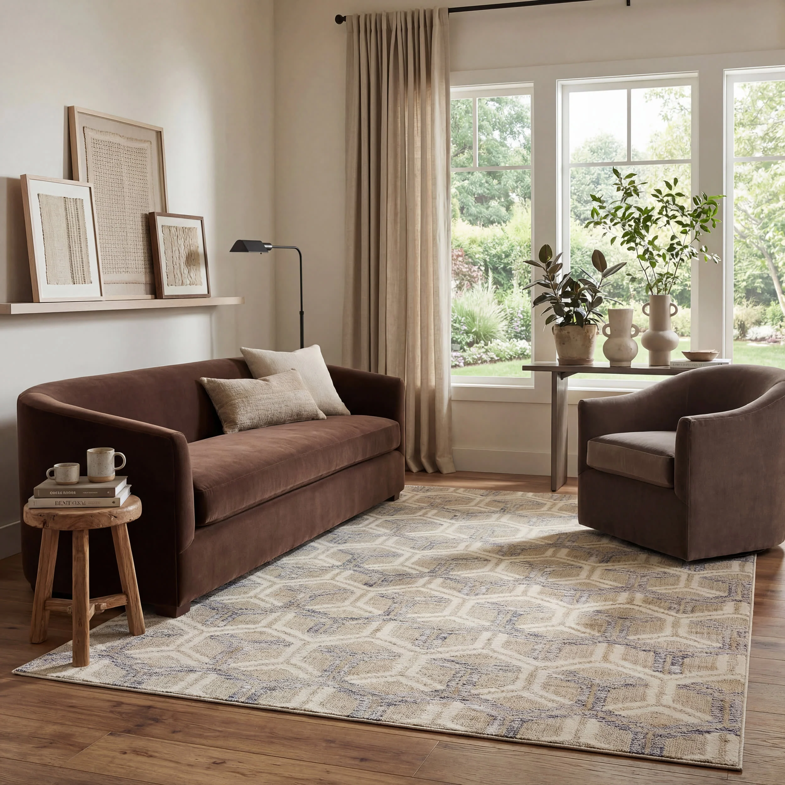 Senava Modern Geometric Washable Rug | Grey - Image 2