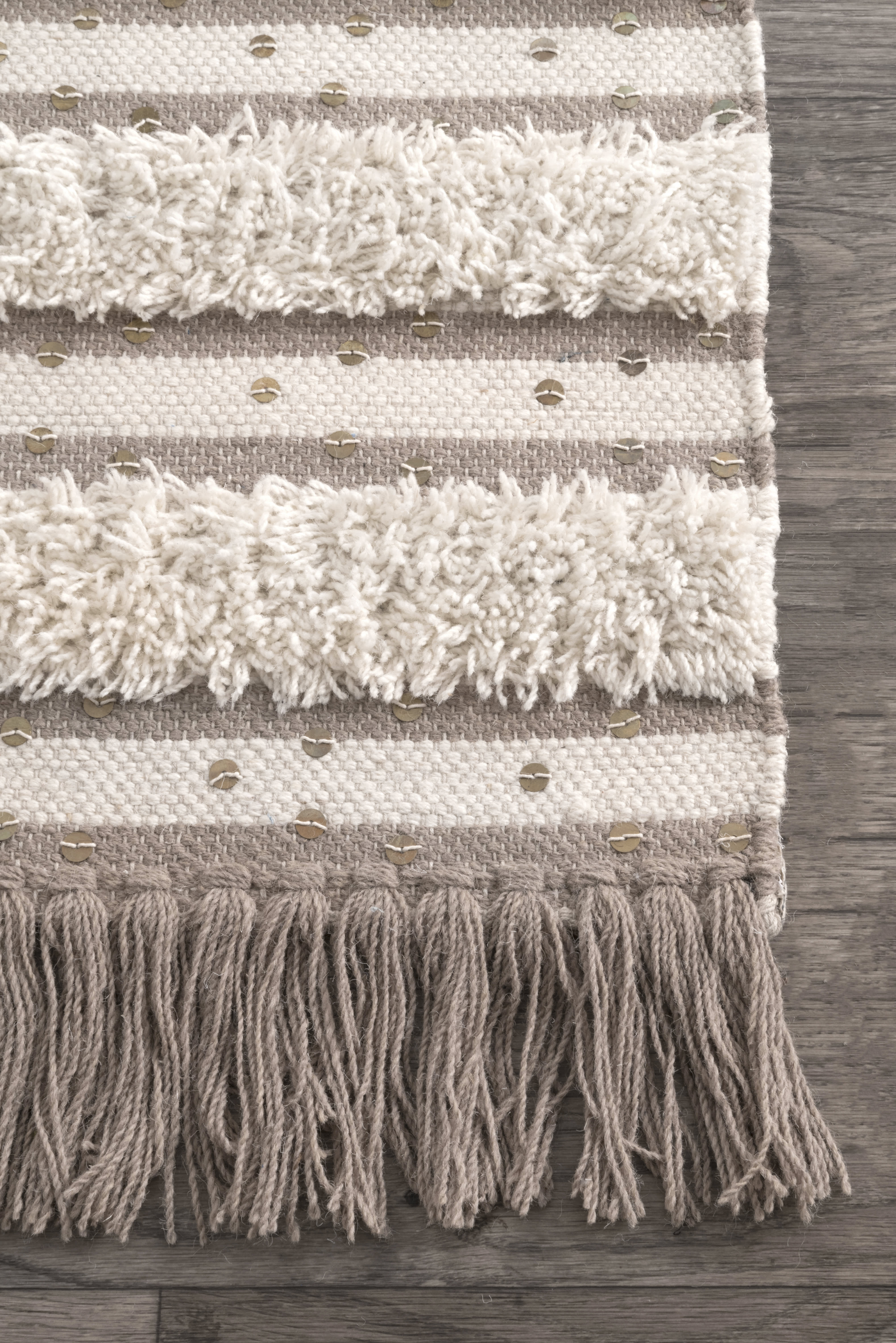 Sequined Solid Stripes Rug | Ivory - Image 3