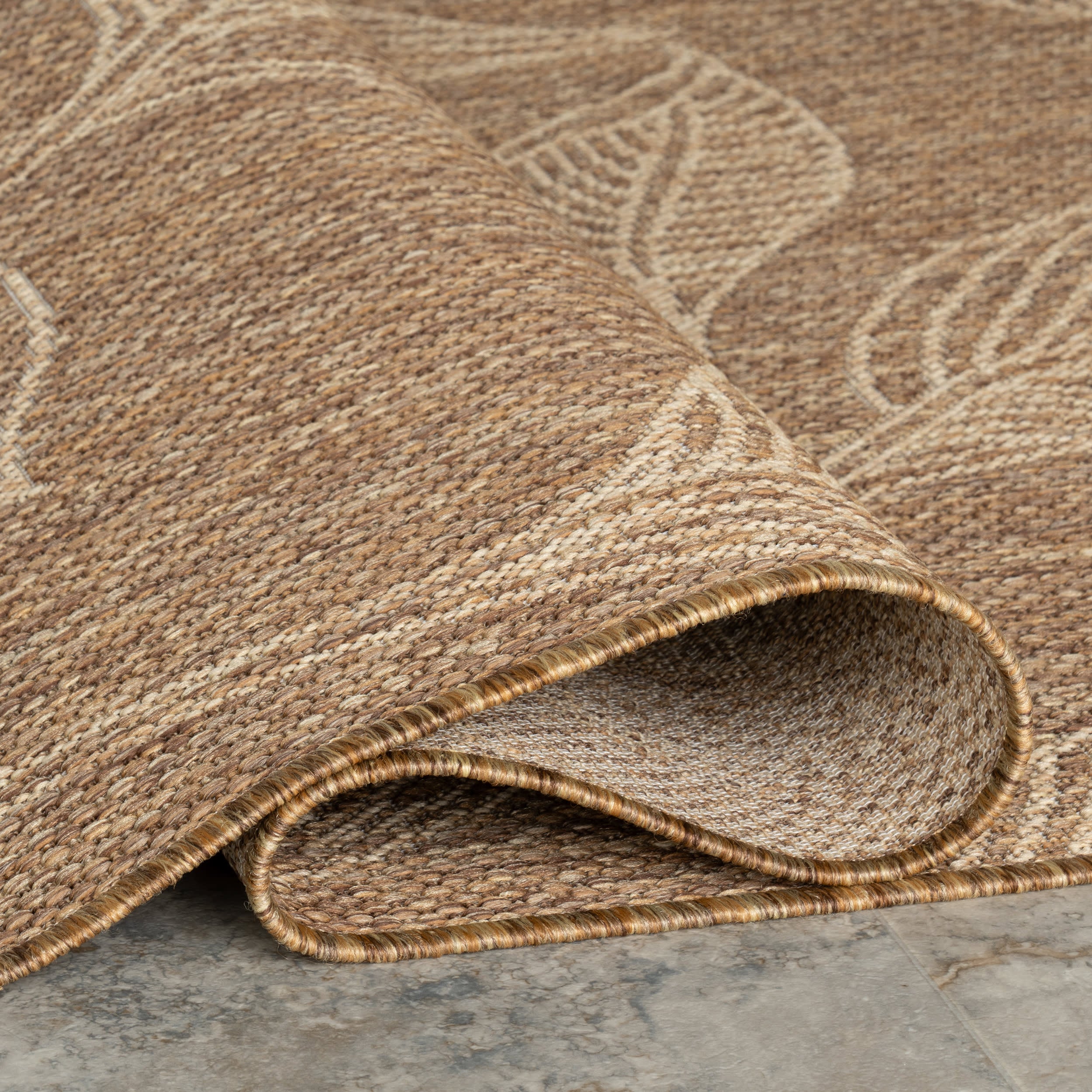 Serelith Floral Indoor/Outdoor Rug | Light Brown - Image 8
