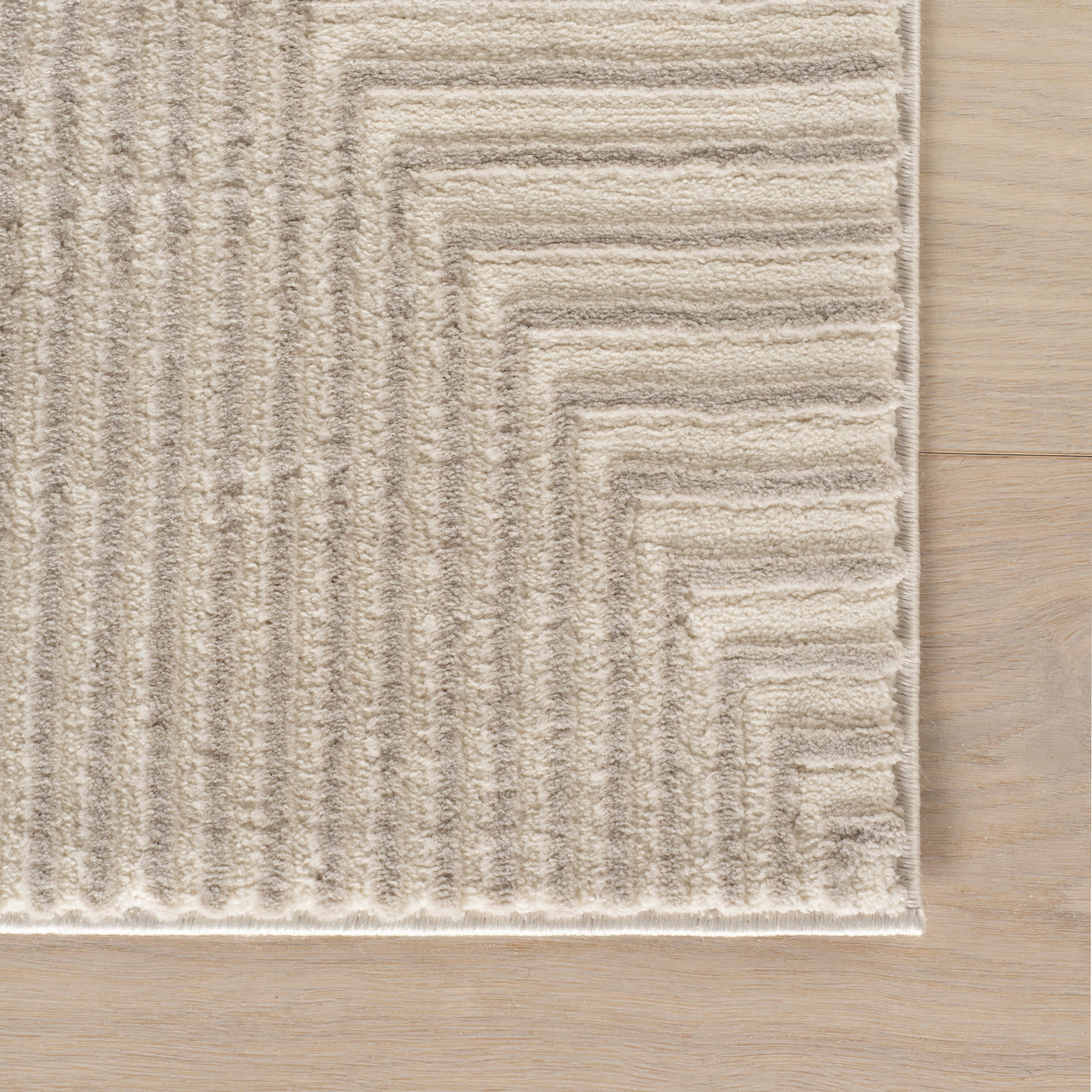 Serentha Diamond Plush Textured Washable Rug | Cream/Grey - Image 4