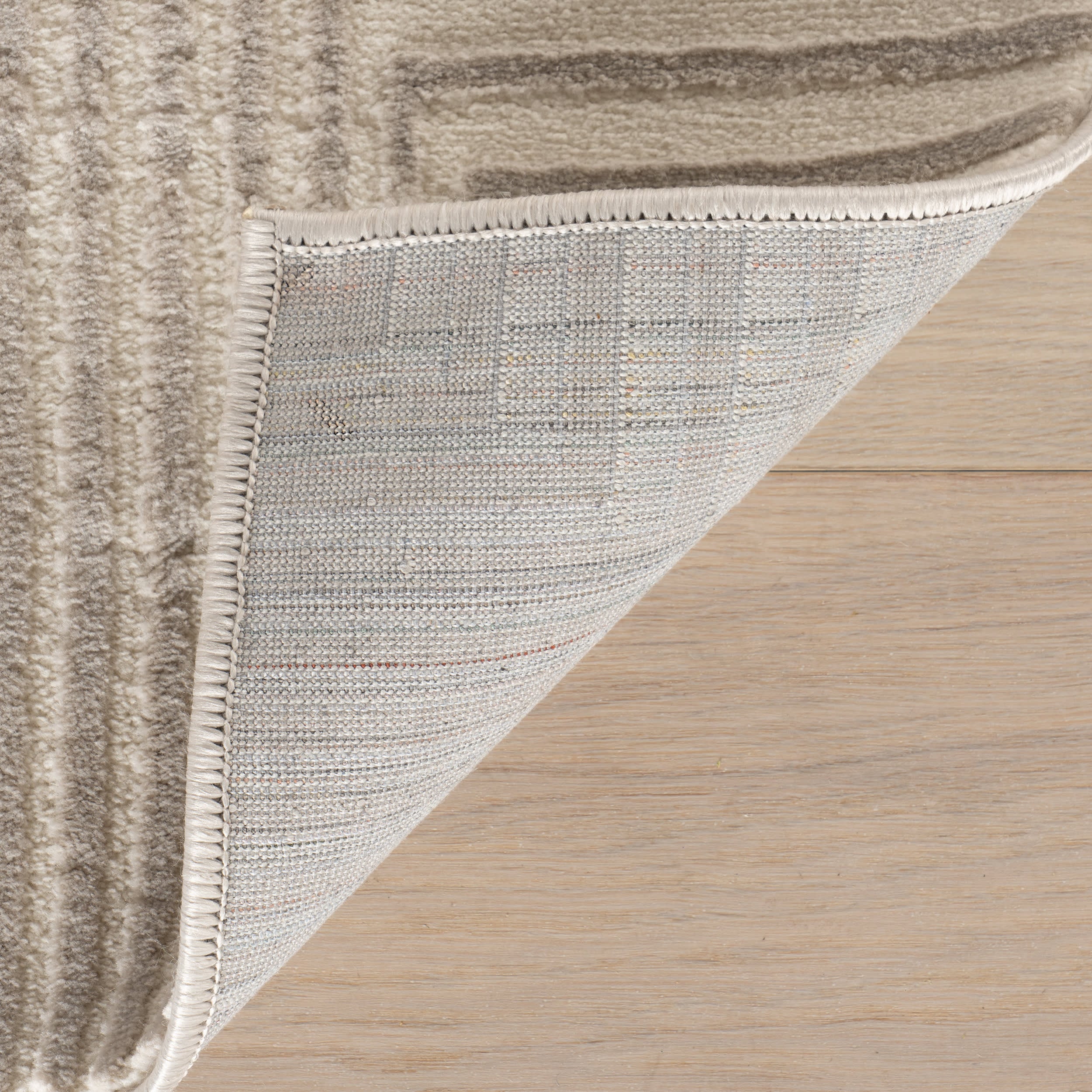 Serentha Diamond Plush Textured Washable Rug | Cream/Grey - Image 8