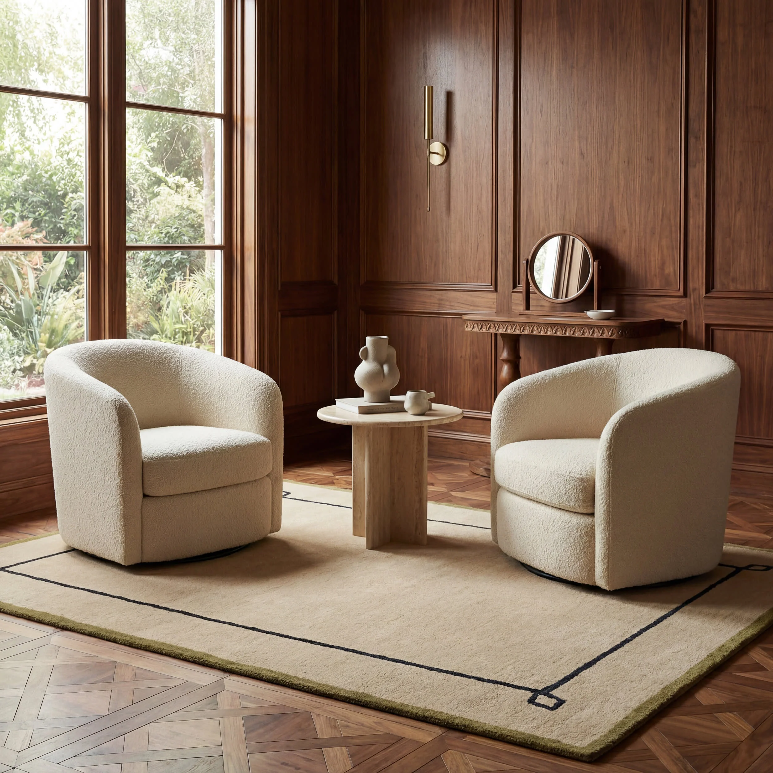 Serge Bordered Wool Rug by Nate Berkus | Tan - Image 2