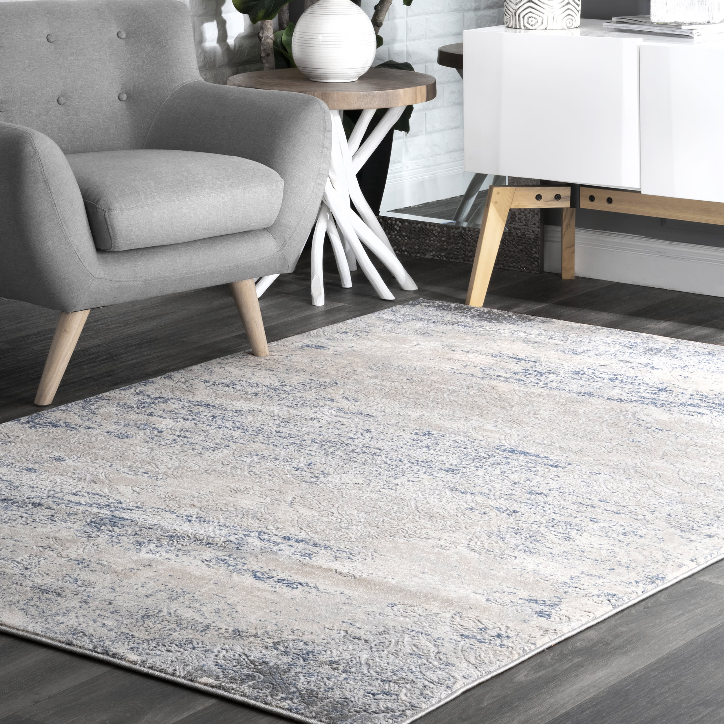 Shaded Abstract Rug | Silver - Image 2