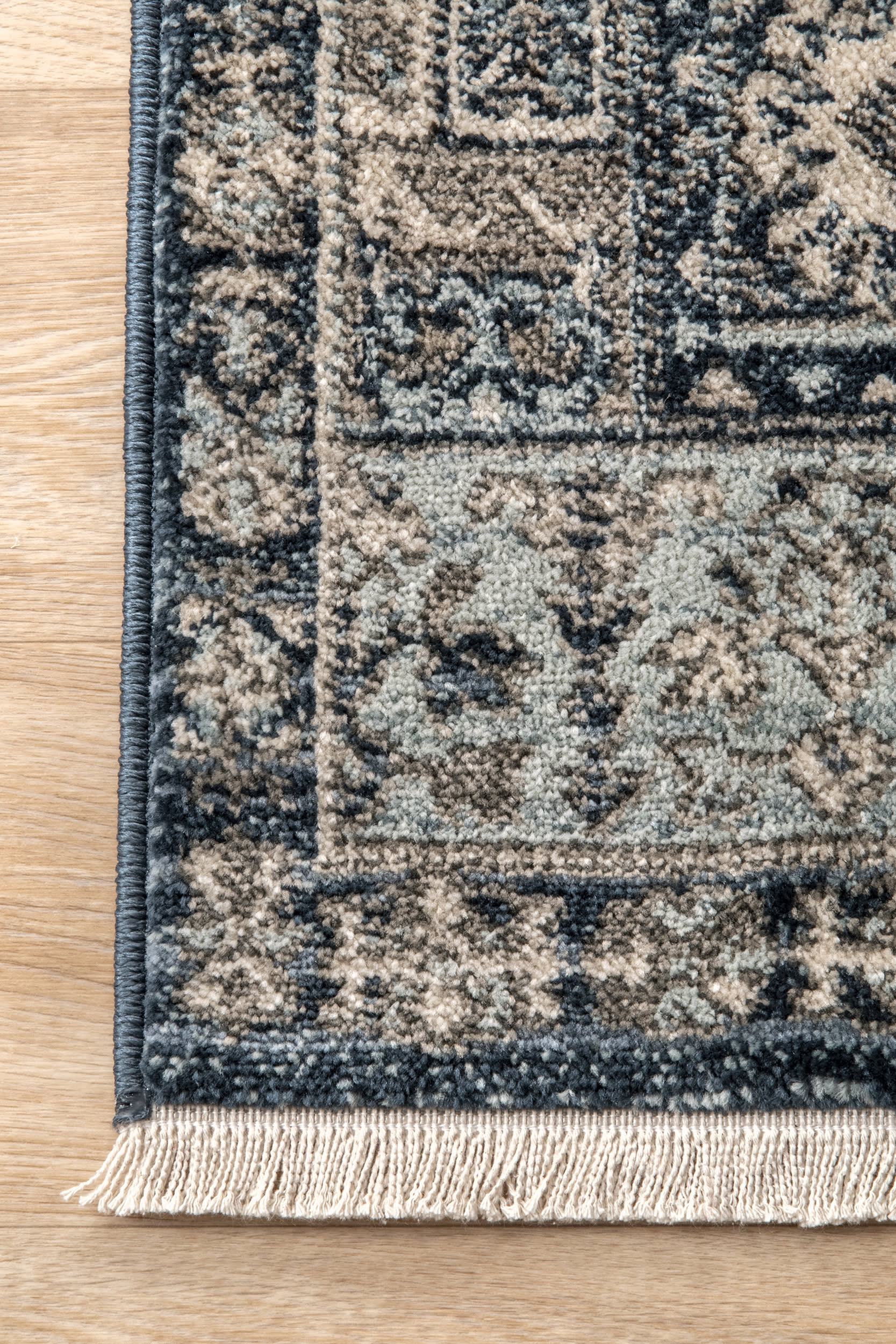Shaded Medallion Fringe Rug | Light Blue - Image 3