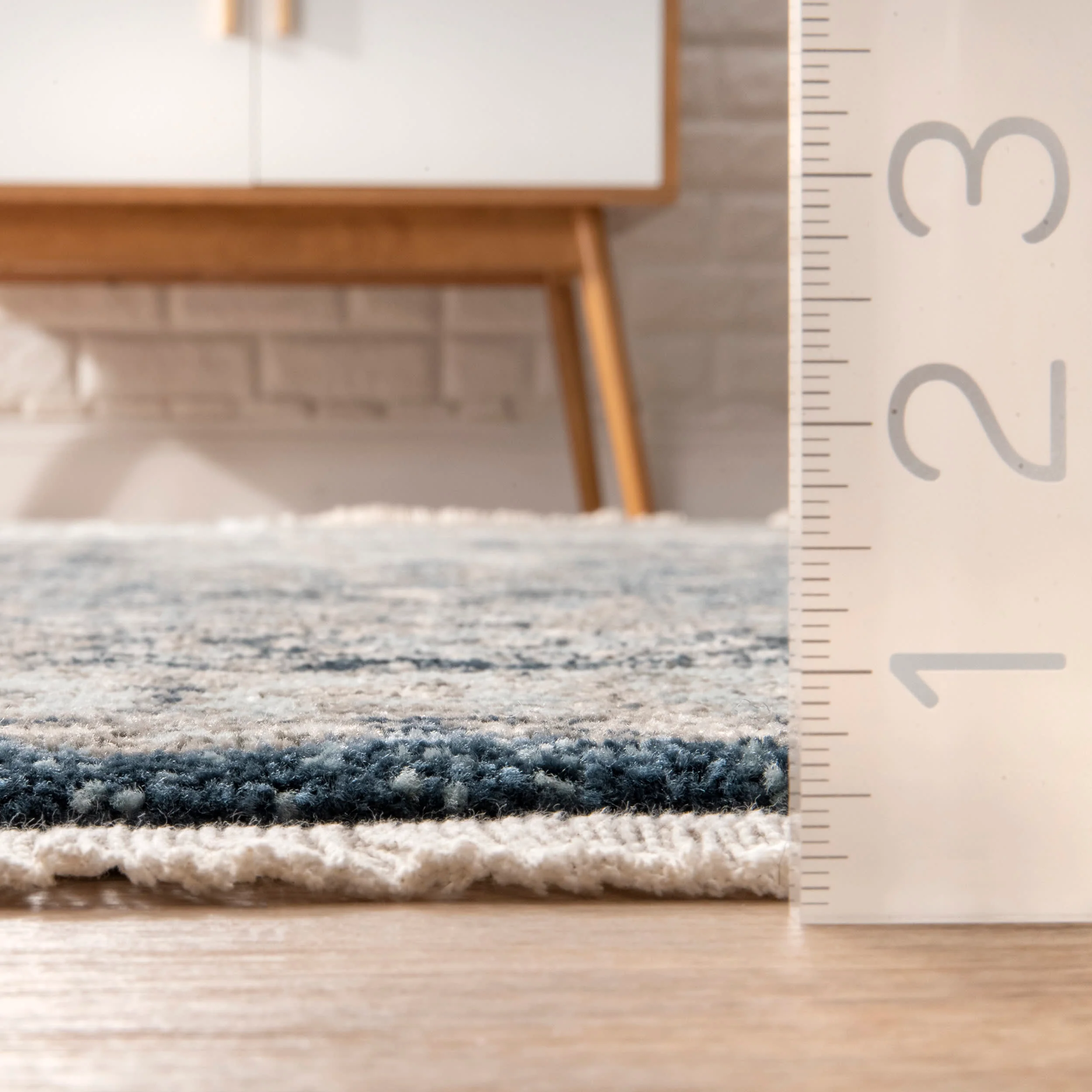 Shaded Medallion Fringe Rug | Light Blue - Image 4