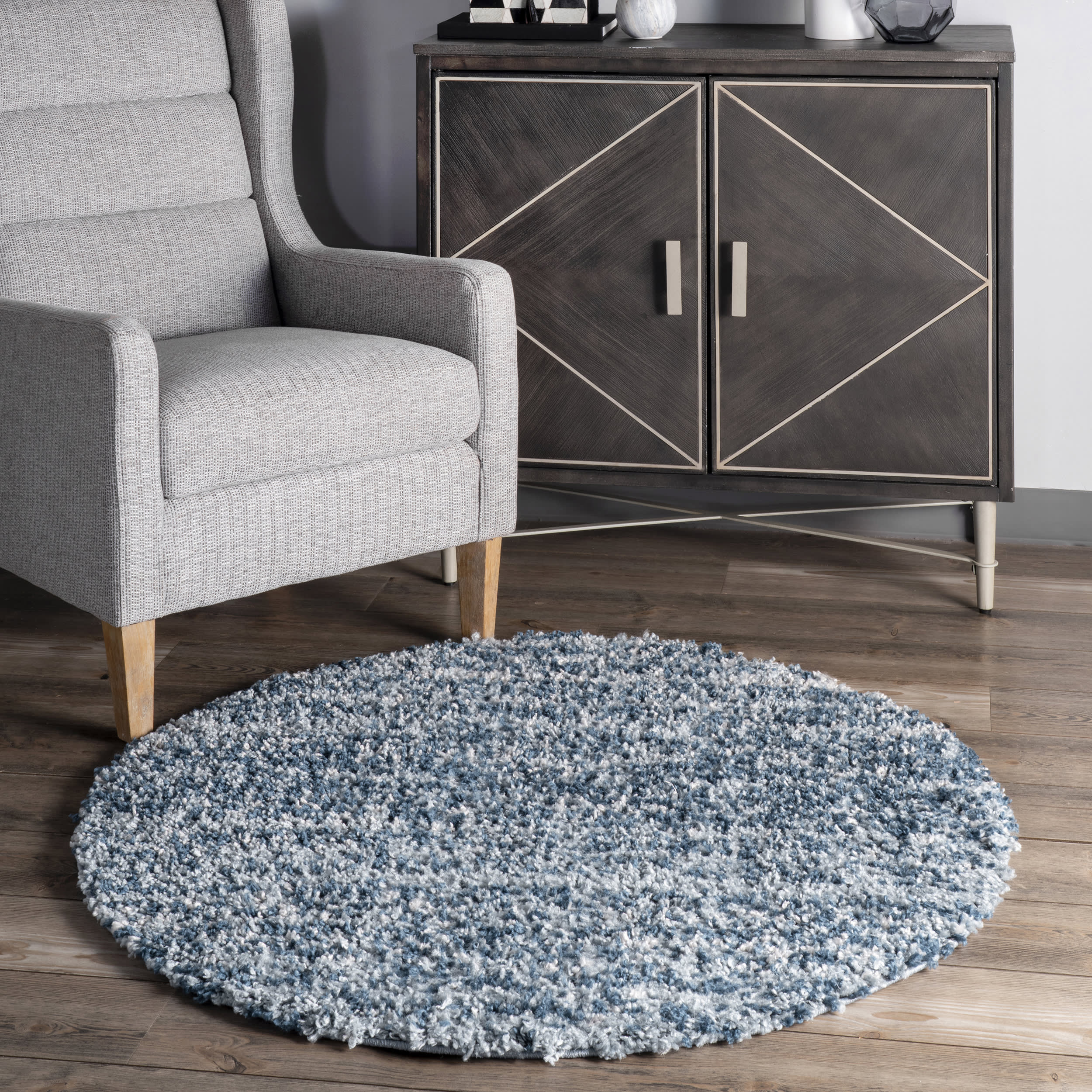 Shaded Shag With Tassels Rug | Blue - Image 2