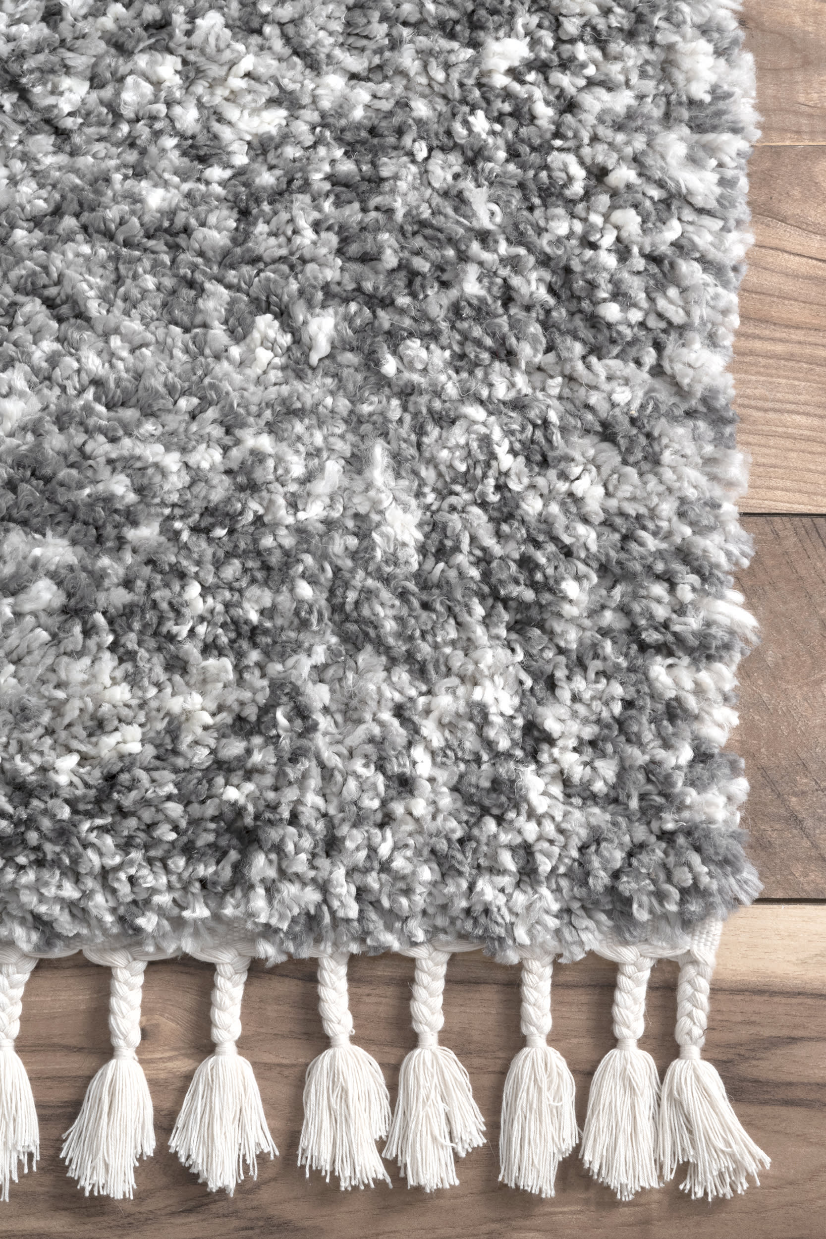 Shaded Shag With Tassels Rug | Grey - Image 3