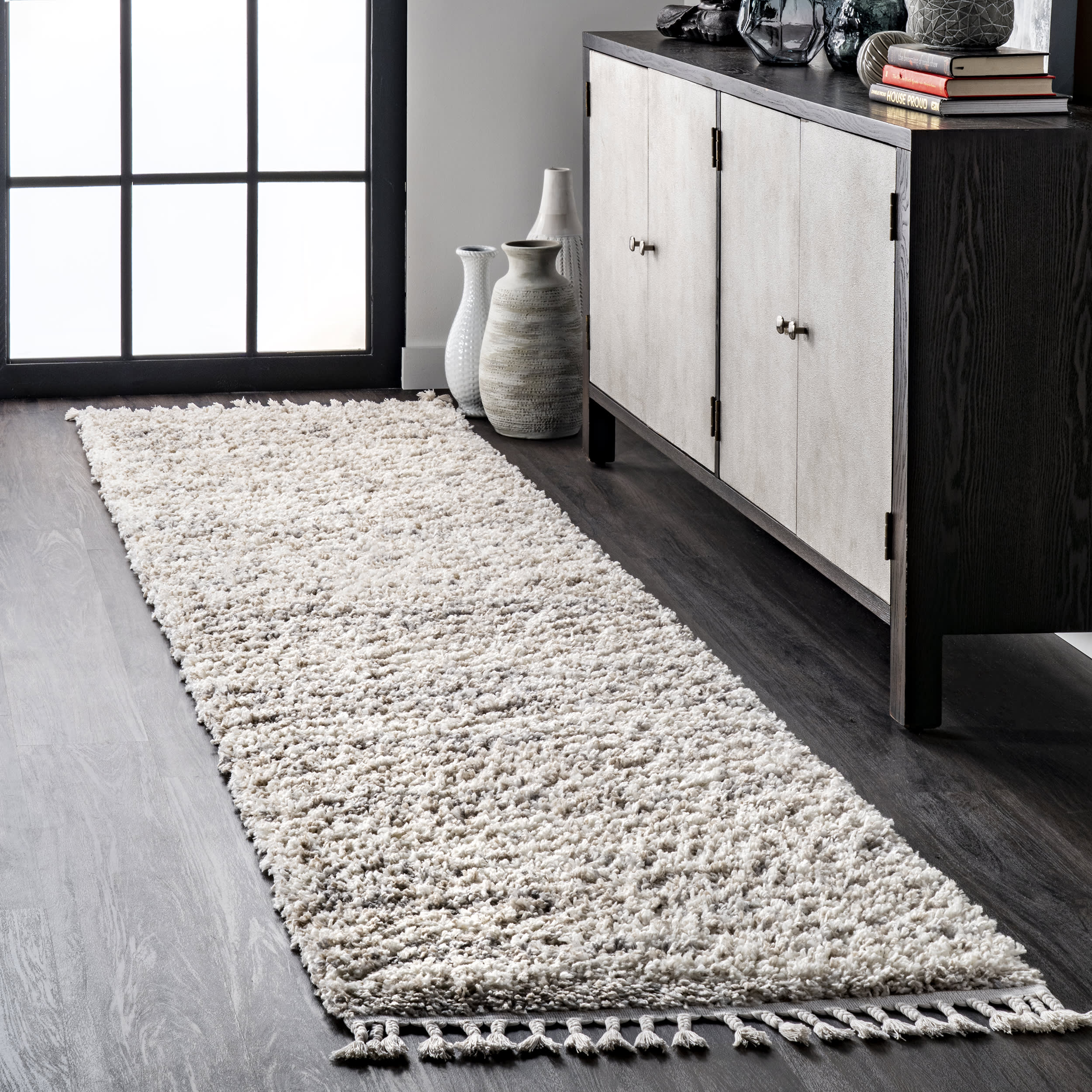 Shaded Shag With Tassels Rug | Ivory - Image 2
