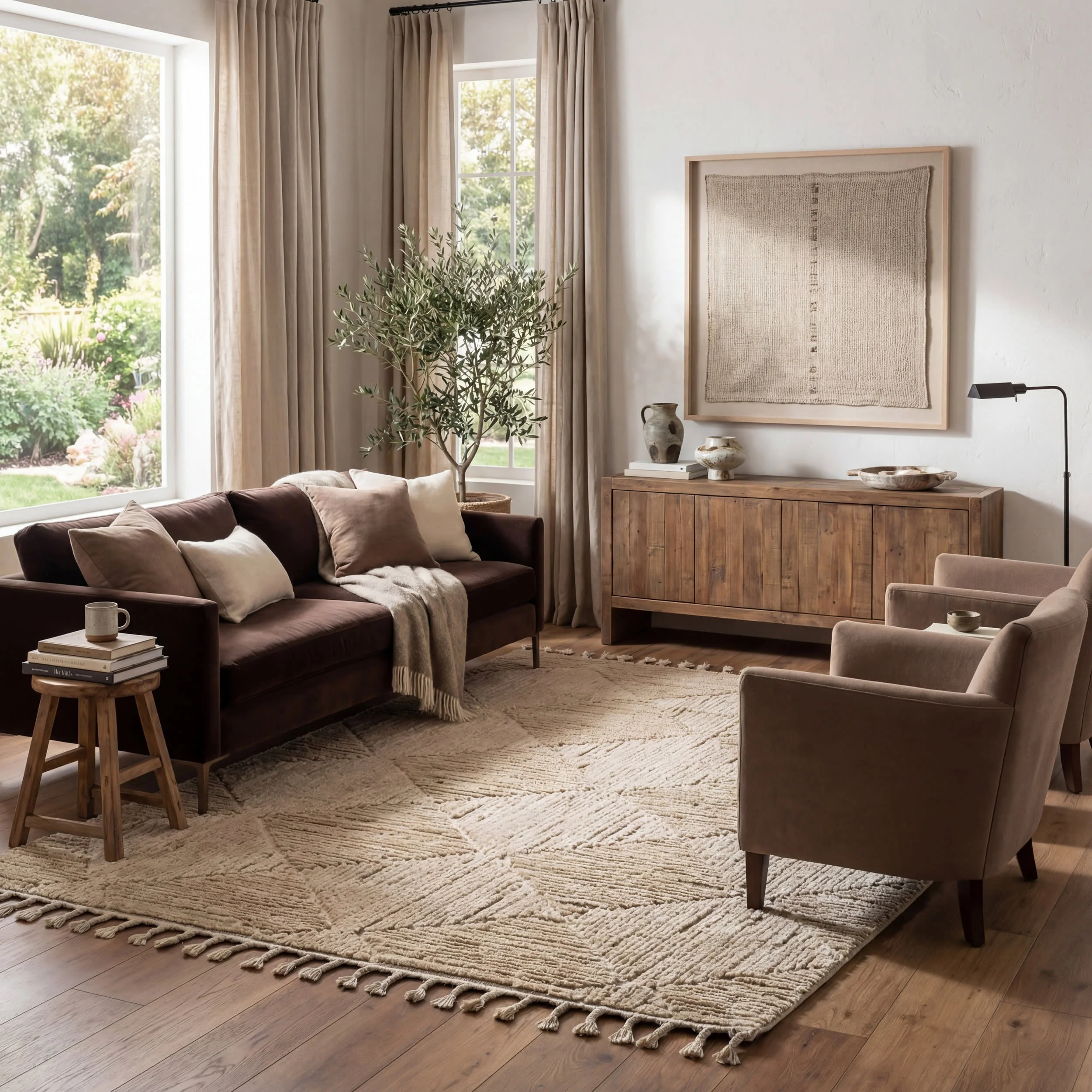 Shafali Tiled Trellis Rug | Beige - Image 2