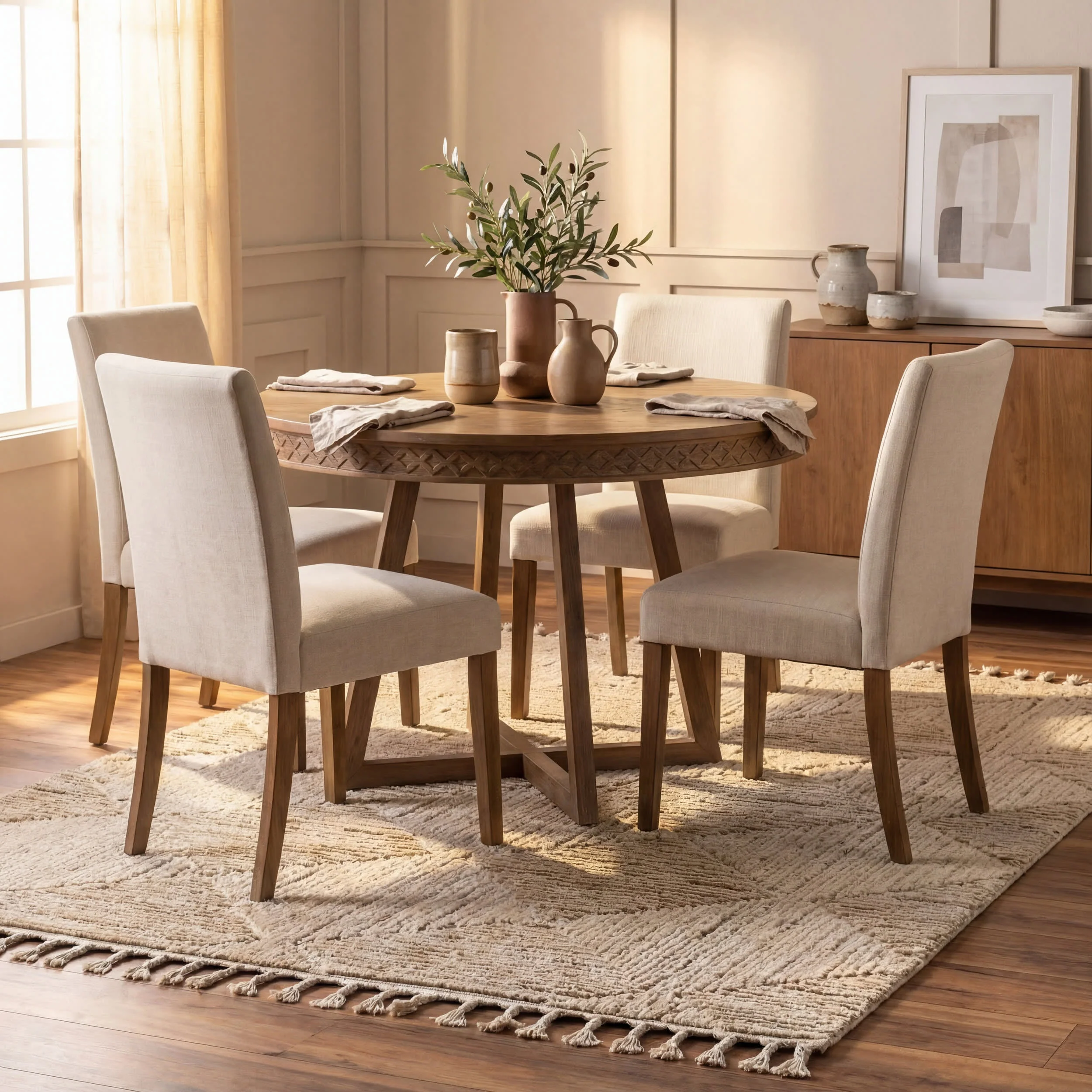 Shafali Tiled Trellis Rug | Beige - Image 6