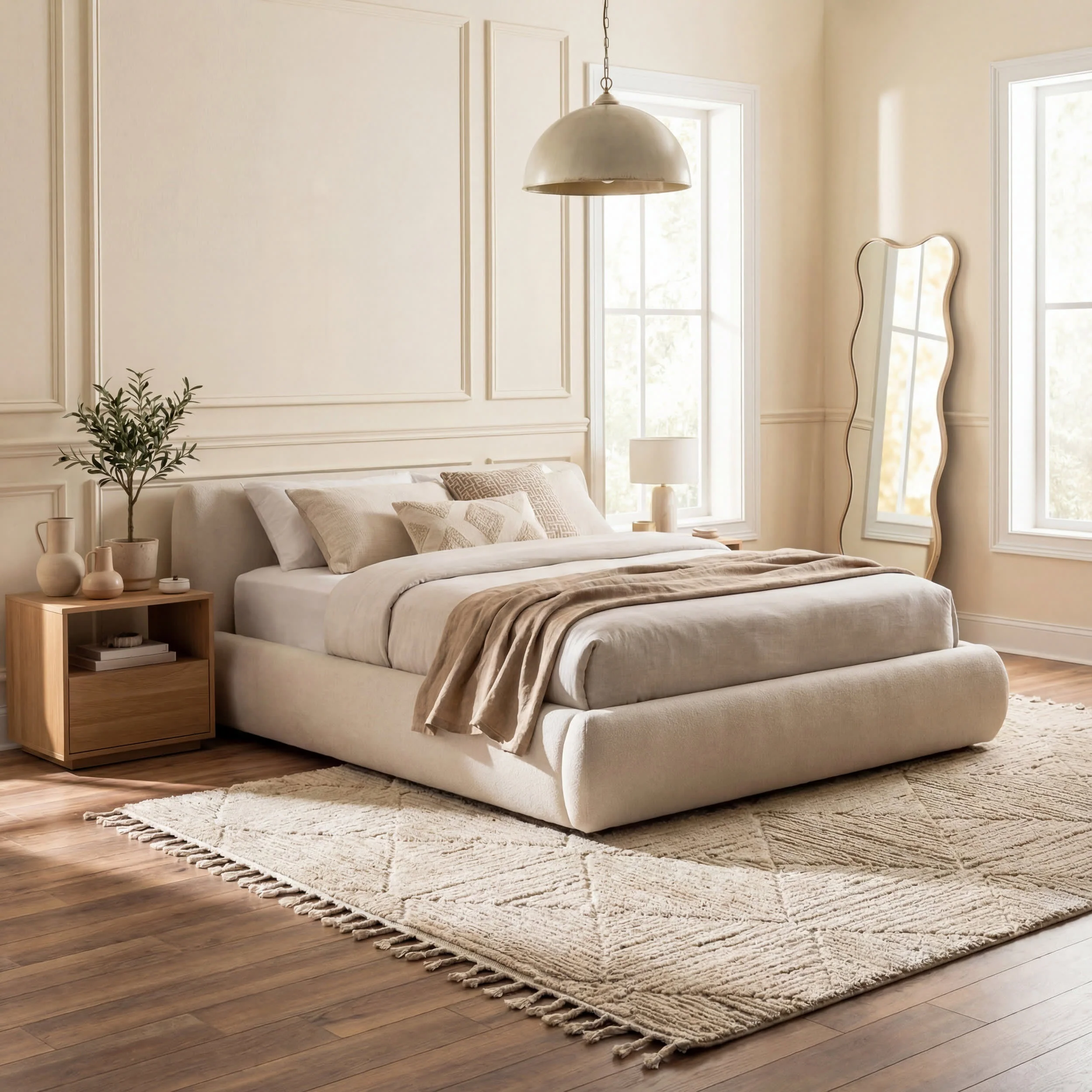 Shafali Tiled Trellis Rug | Beige - Image 9
